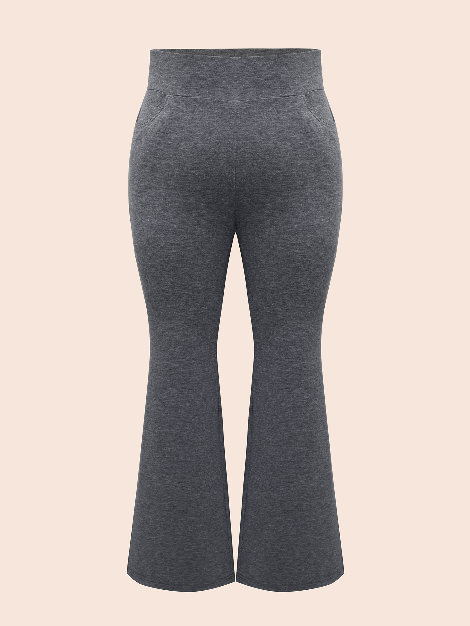 Plus Size Stretchy-Waist Heather Texture Flared Pants Women DarkGray Elegant Medium stretch Bootcut Mid Rise Everyday Leggings BloomChic 18-20/2X 