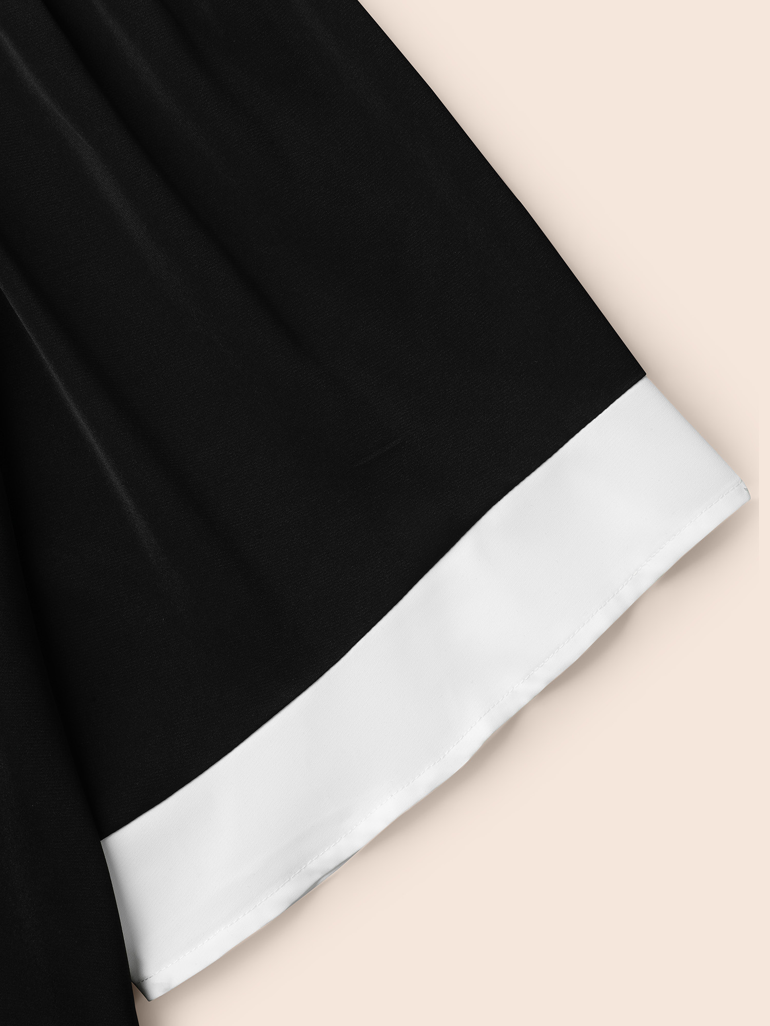 Plus Size Black Color-Block Off-Shoulder Pleated Blouse Women Elegant Elbow-length sleeve Round Neck Everyday Blouses BloomChic 18-20/2X 