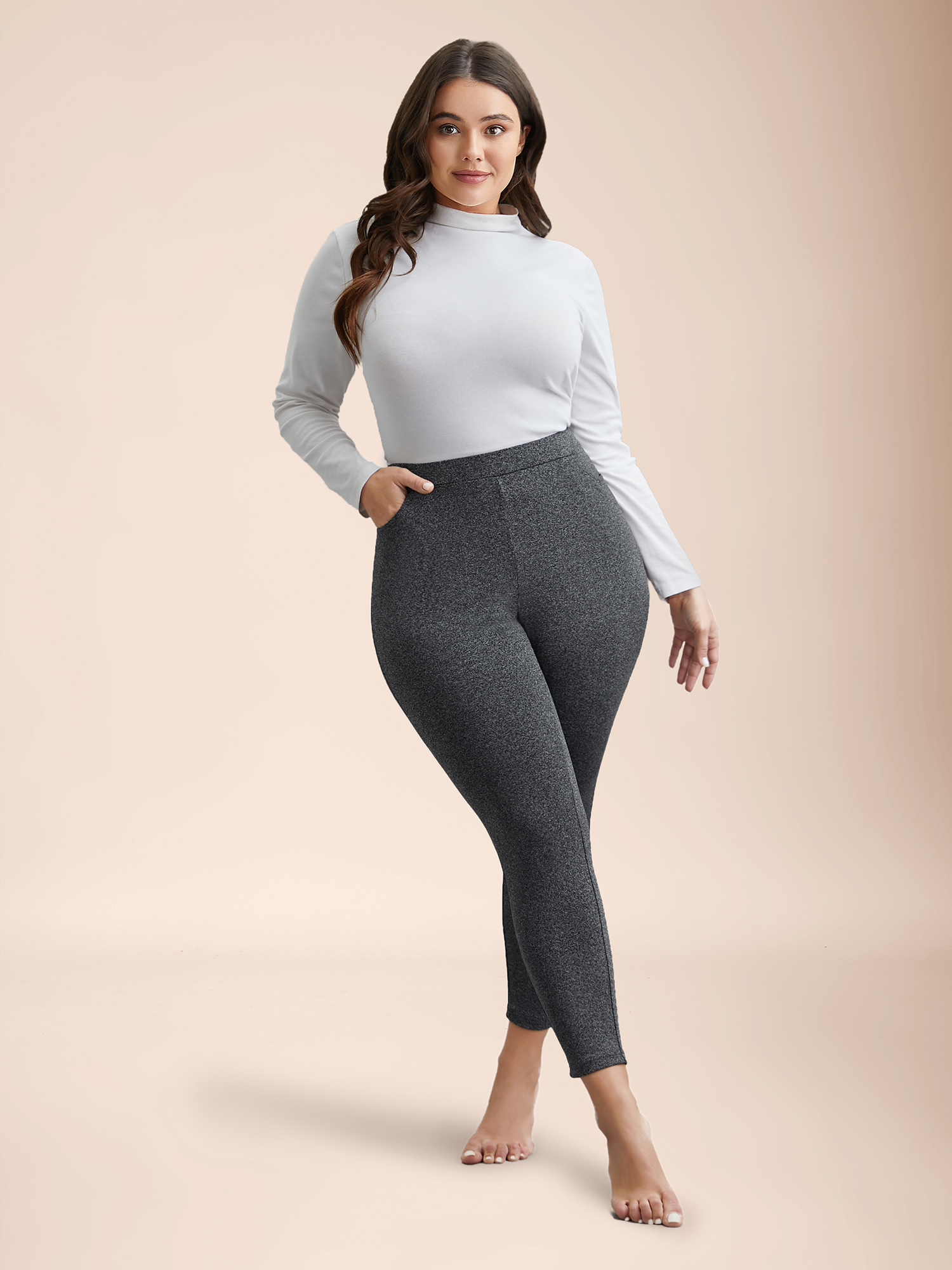 

Plus Size Heather High Stretchy Skinny Fit Leggings Women DimGray Casual High stretch Skinny Mid Rise Everyday Leggings BloomChic