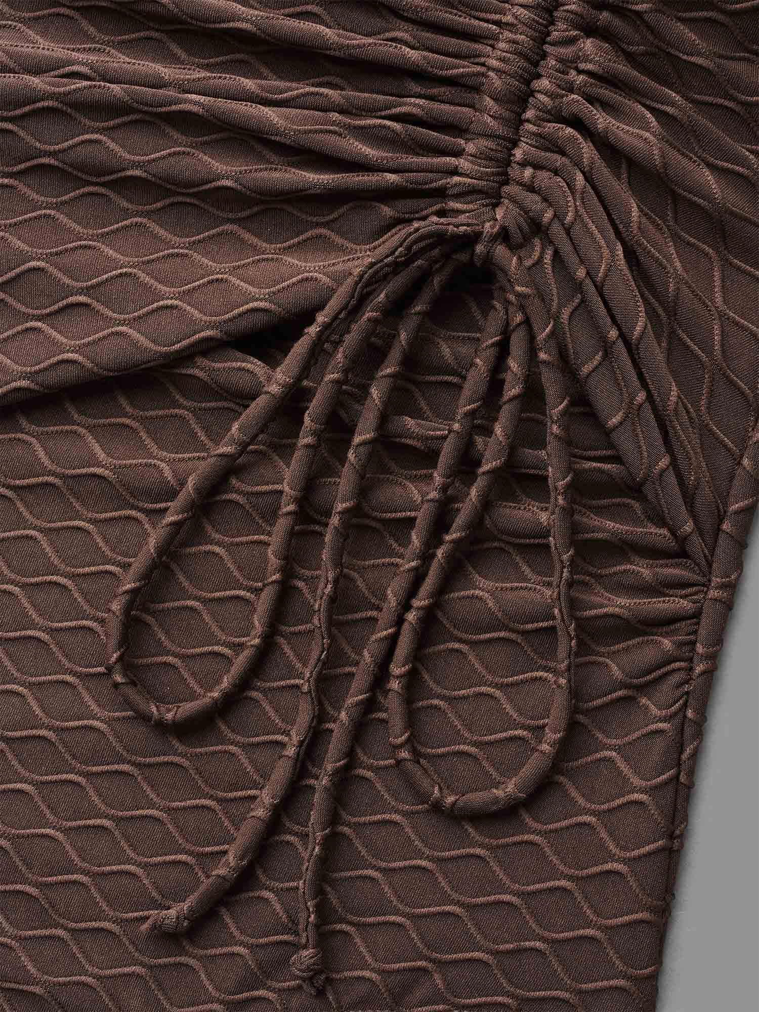 Plus Size Ruched Drawstring Surplice Neck One-Piece Swimsuit Women`s Swimwear Browncoffeecolor Beach Texture Curve Bathing Suits High stretch One Pieces BloomChic 14-16/1X 