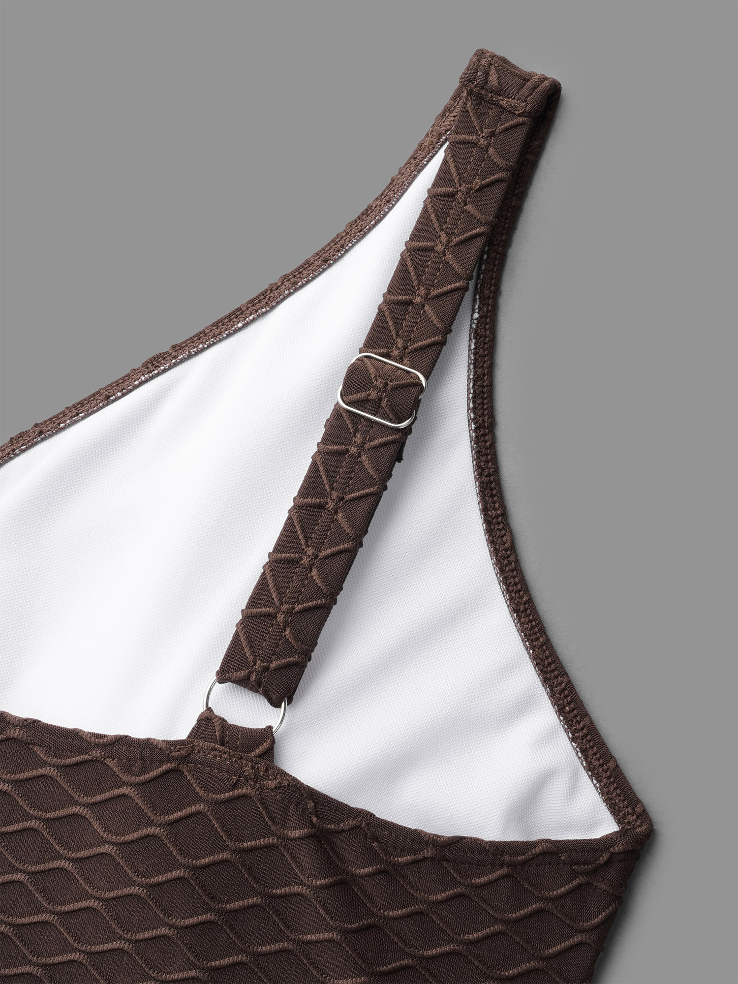 Plus Size Ruched Drawstring Surplice Neck One-Piece Swimsuit Women`s Swimwear Browncoffeecolor Beach Texture Curve Bathing Suits High stretch One Pieces BloomChic 14-16/1X 