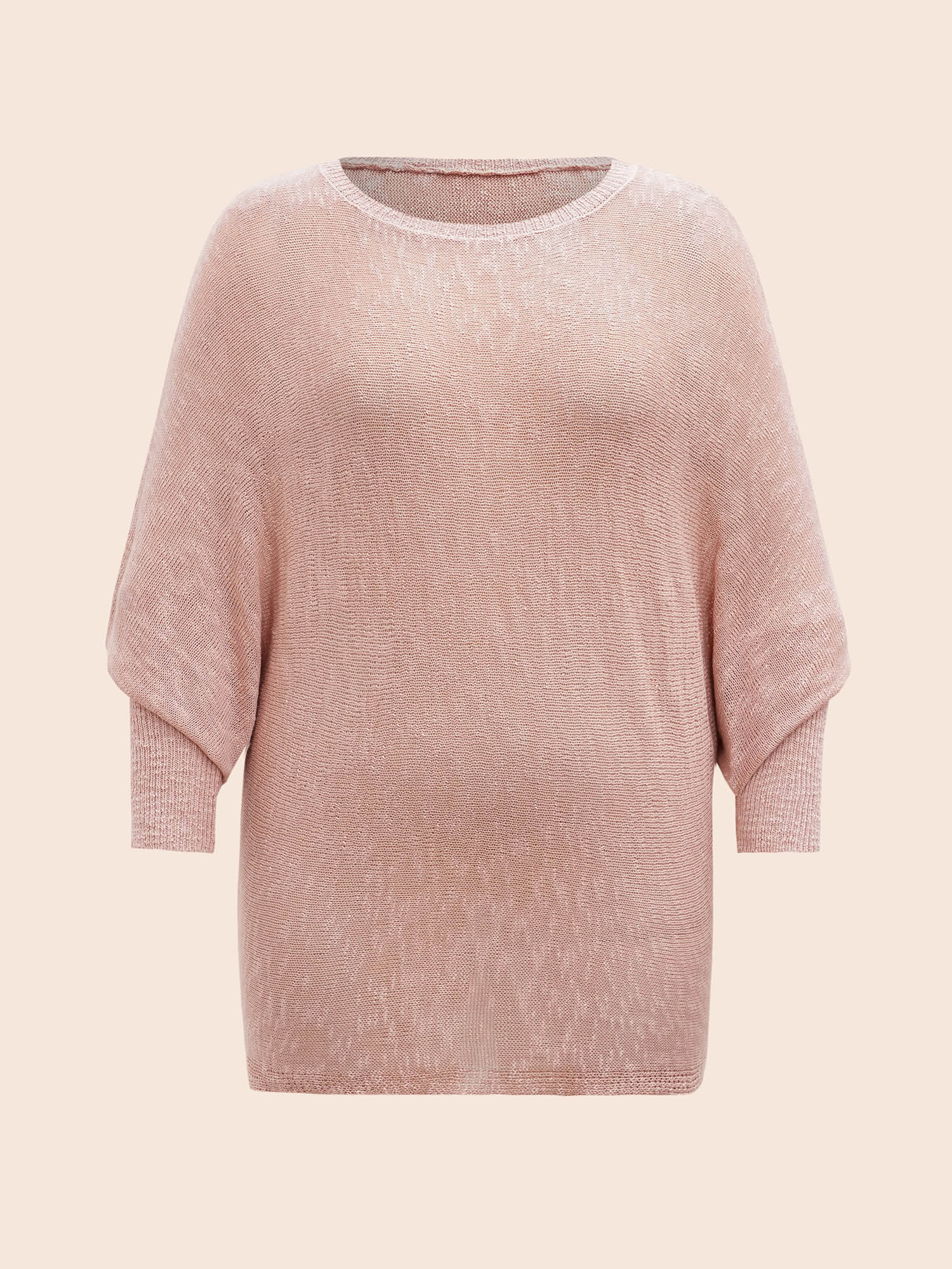 

Plus Size Heather Textured Dolman Sleeve Ribbed Pullover Salmon Women Casual Loose Long Sleeve Round Neck Everyday Pullovers BloomChic