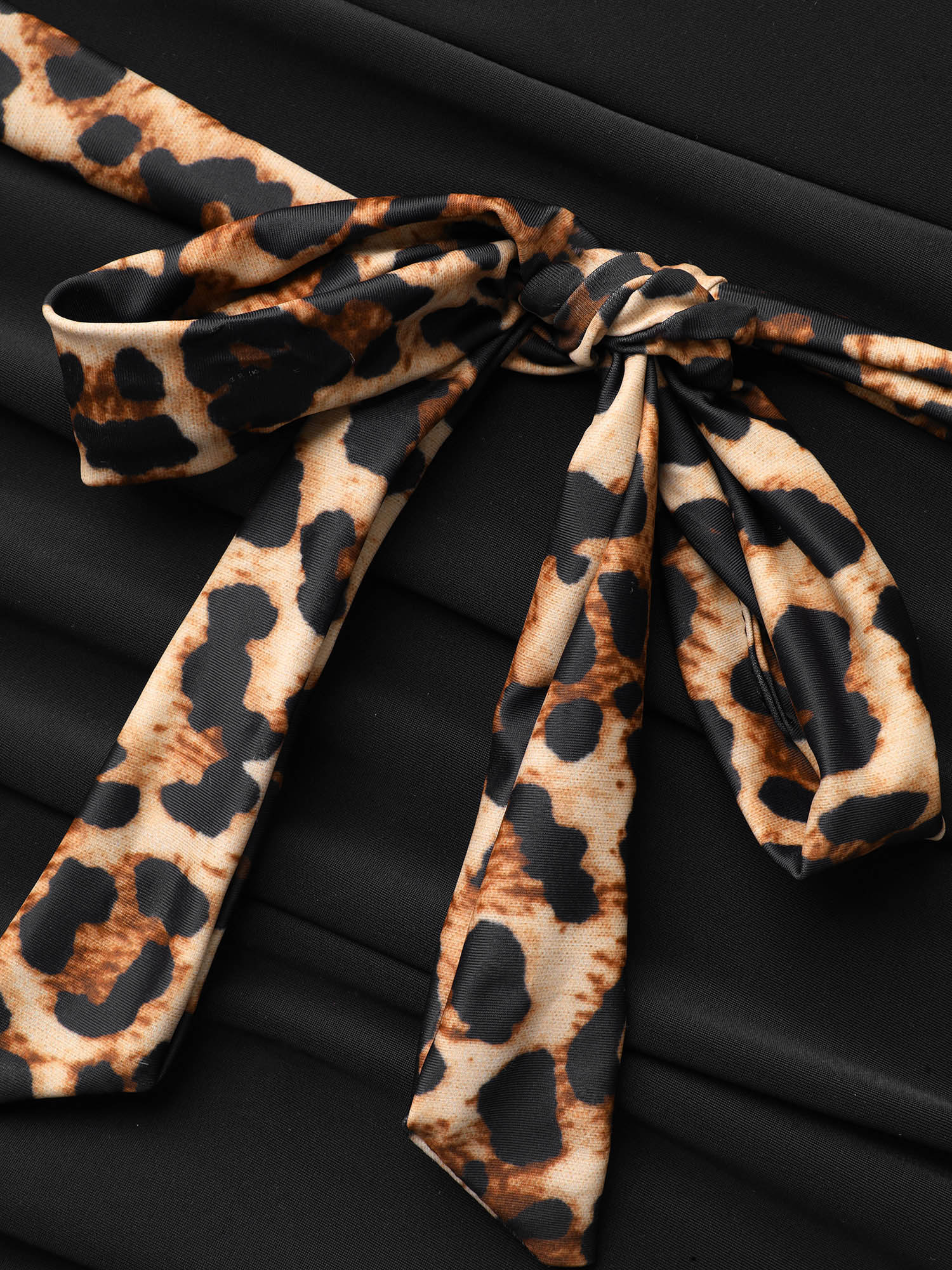 Plus Size Leopard Print Tiered Ruffles Belted One-Piece Swimsuit Women`s Swimwear Leopard Beach Tie knot Curve Bathing Suits High stretch One Pieces BloomChic 22-24/3X 