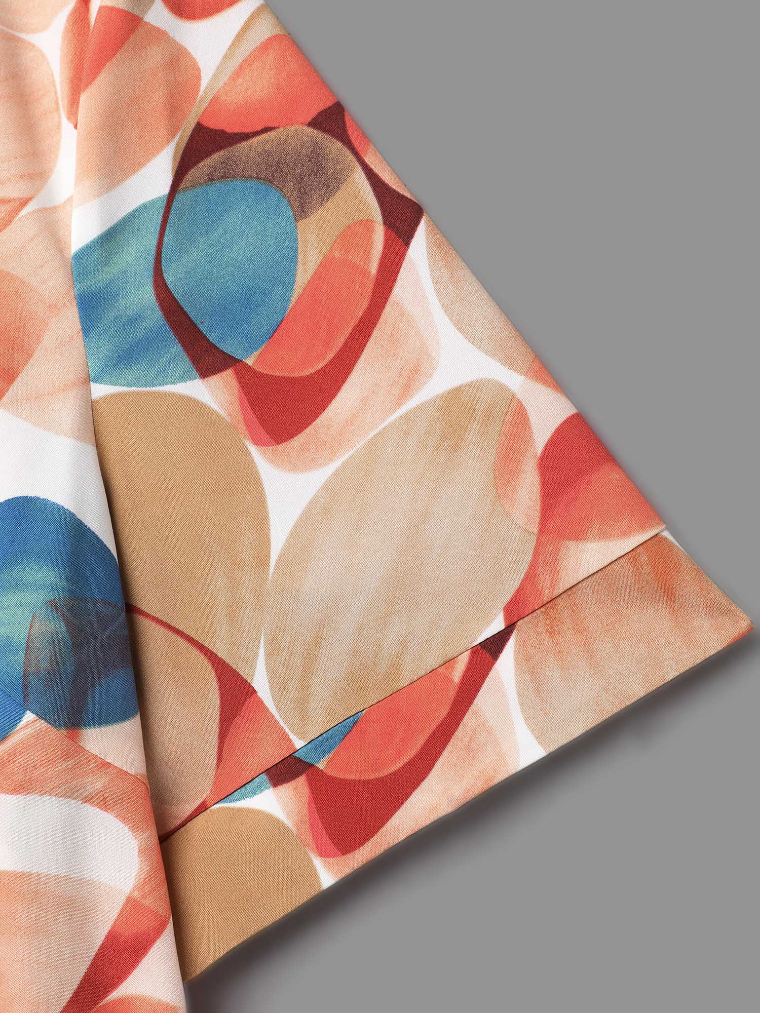 Plus Size Salmon Multi-Color Drops Round Neck Blouse Women Elegant Half Sleeve Round Neck Everyday Blouses BloomChic 18-20/2X 