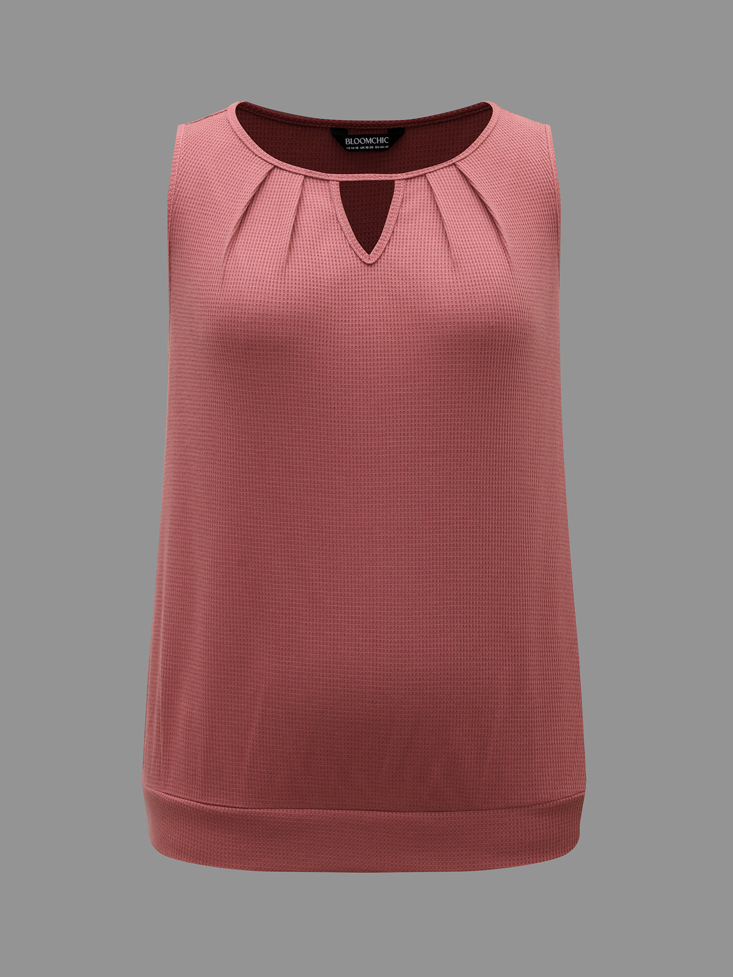 Plus Size Neck Cut-Out Textured Stretchy Vest Women DustyPink Casual Texture Round Neck Everyday Tank Tops Camis BloomChic 30/6X 