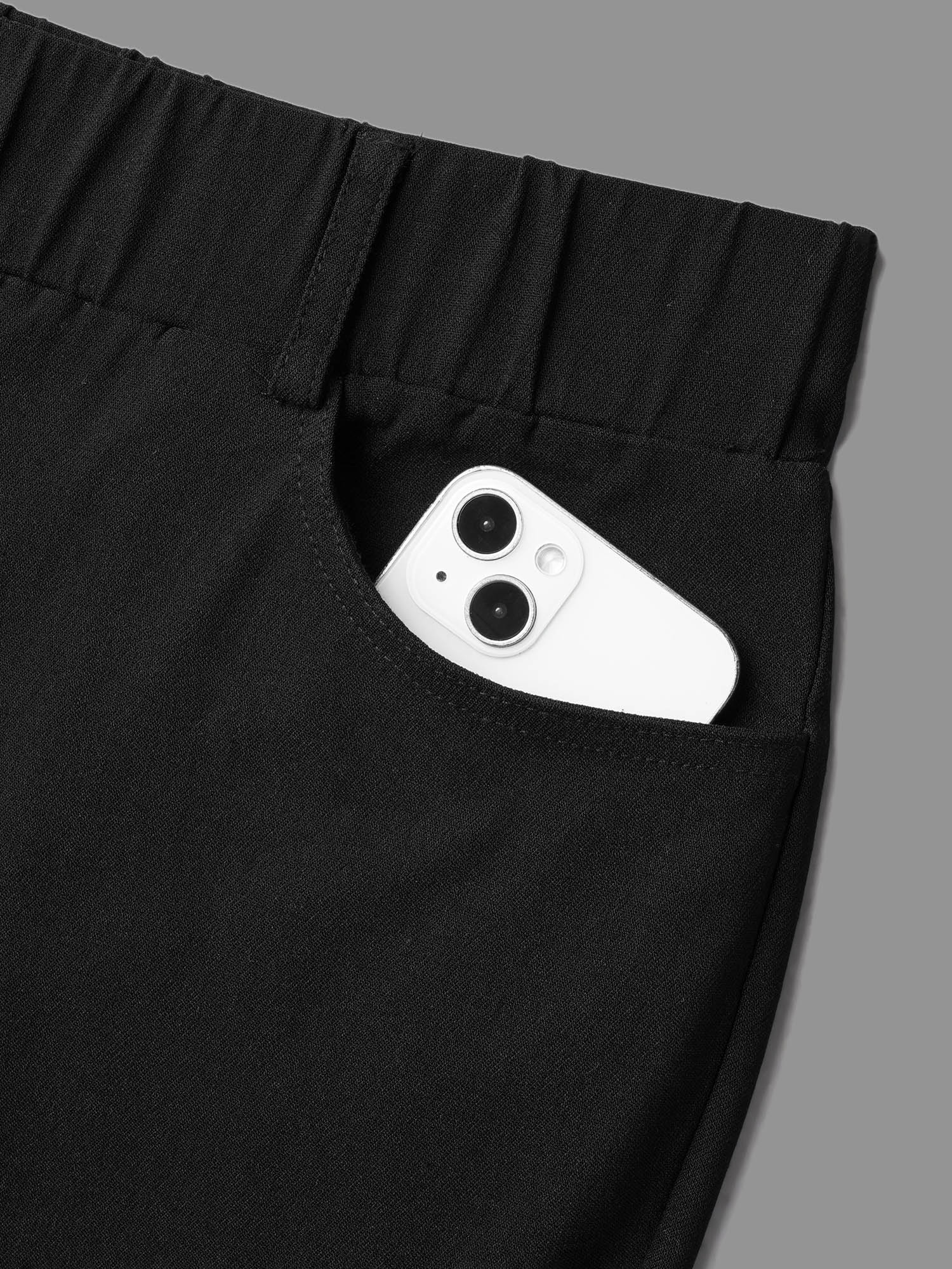 Plus Size No-Waist Gap Decorative Placket Skinny Pants Women Black Elegant Skinny Mid Rise Everyday Pants BloomChic 30/6X 