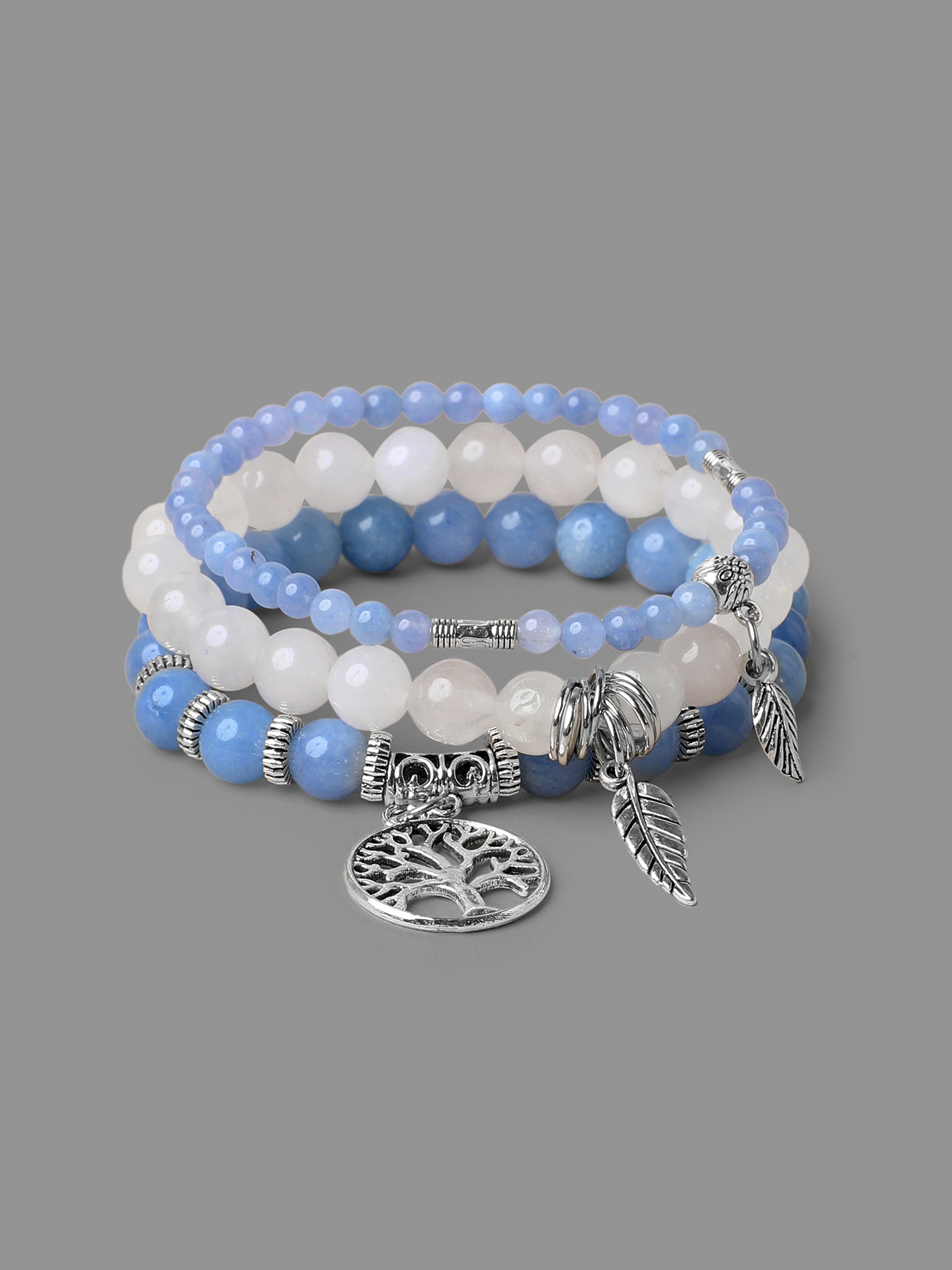 Layered Stone Charmed Bracelet Women Everyday 10-20/M-2X Casual Bracelets BloomChic