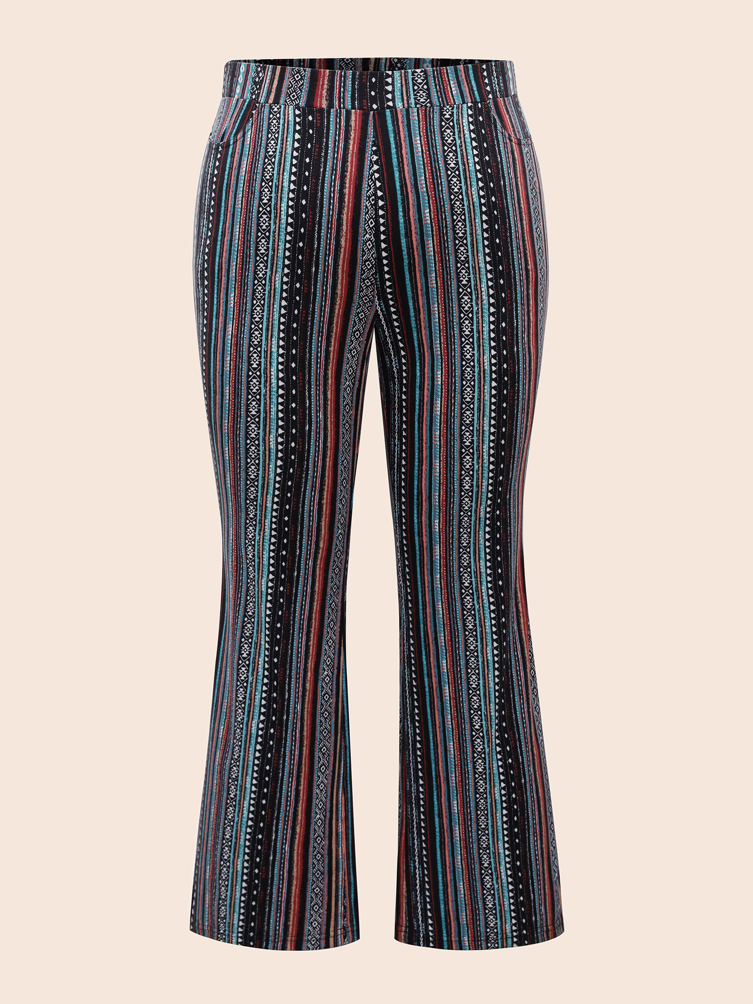 Plus Size Floral Pattern Midi-Rise Bootcut Legging Women Multicolor Resort Medium stretch Bootcut Mid Rise Vacation Leggings BloomChic 18-20/2X 