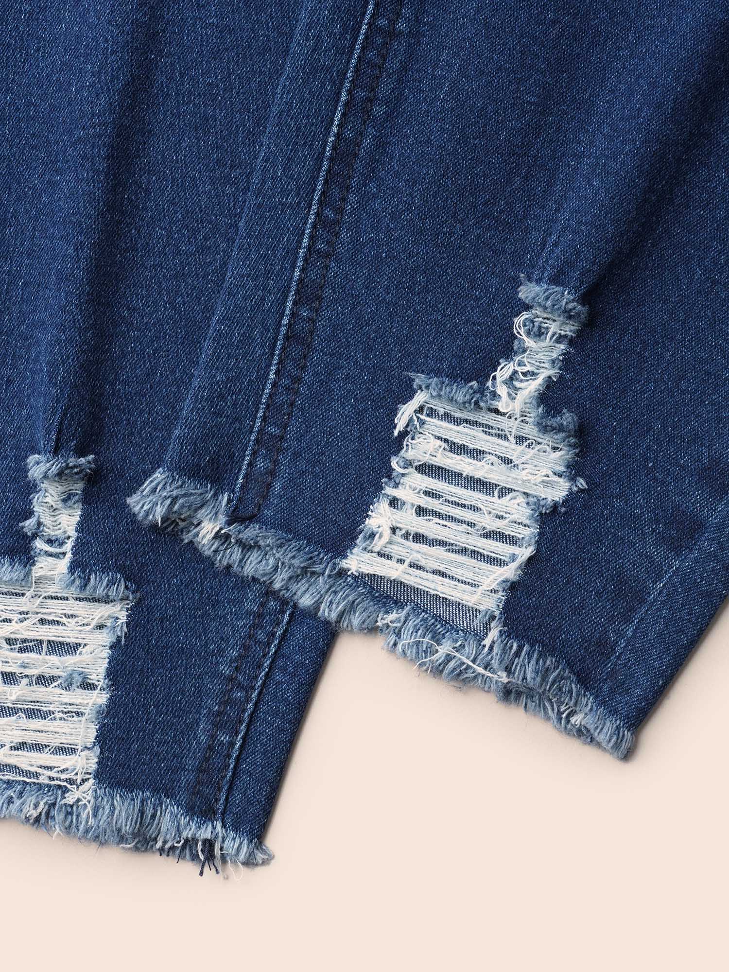 Plus Size Mid-Rise Whiskered Slim-Fit Jeans Women Bluevintage Casual High stretch Slanted pocket Jeans BloomChic 24/3X 