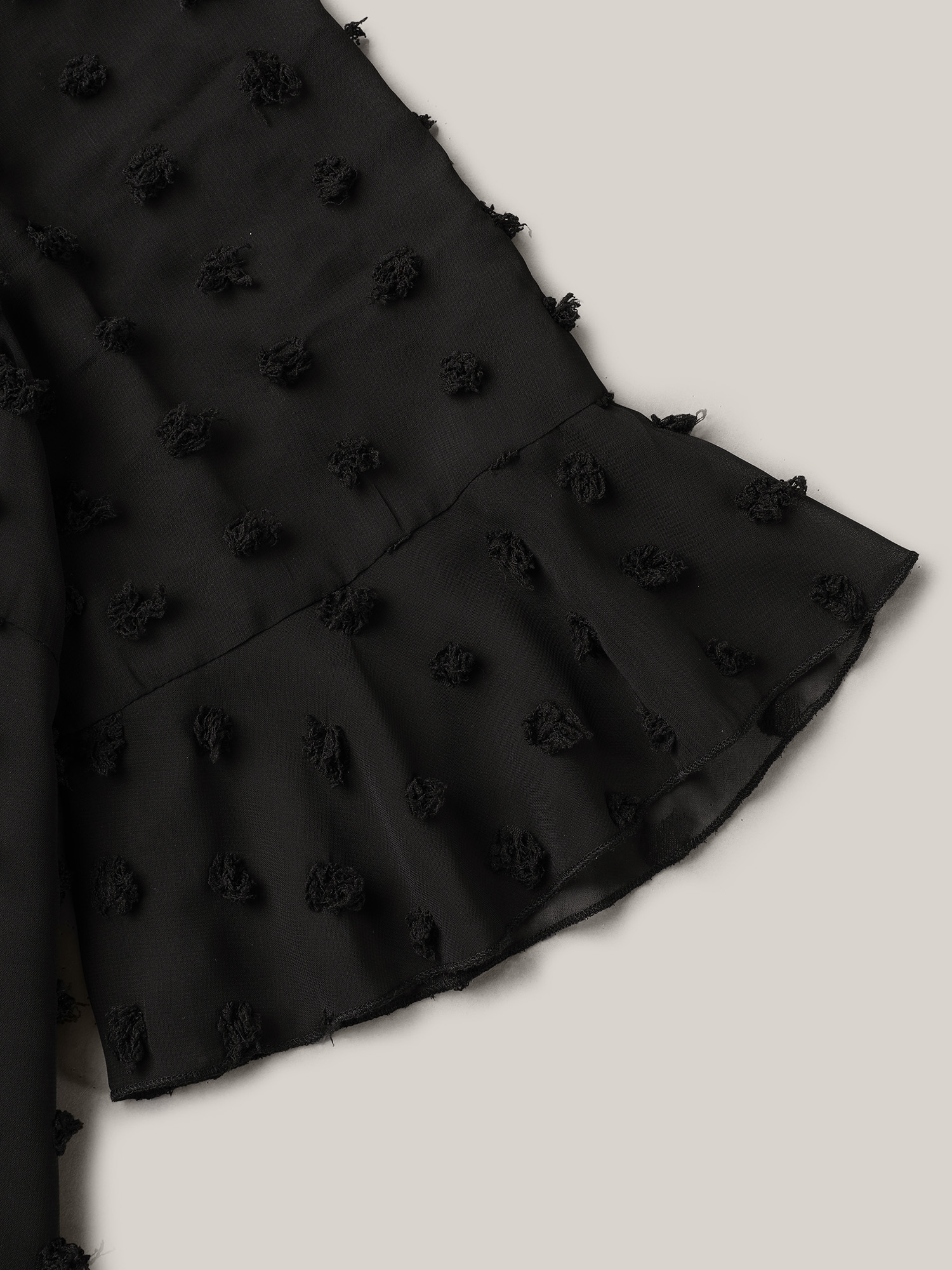 Plus Size Black Chiffon Polka Dot Round Neck Shirt Women Elegant Half Sleeve Round Neck Everyday Blouses BloomChic 14-16/1X 