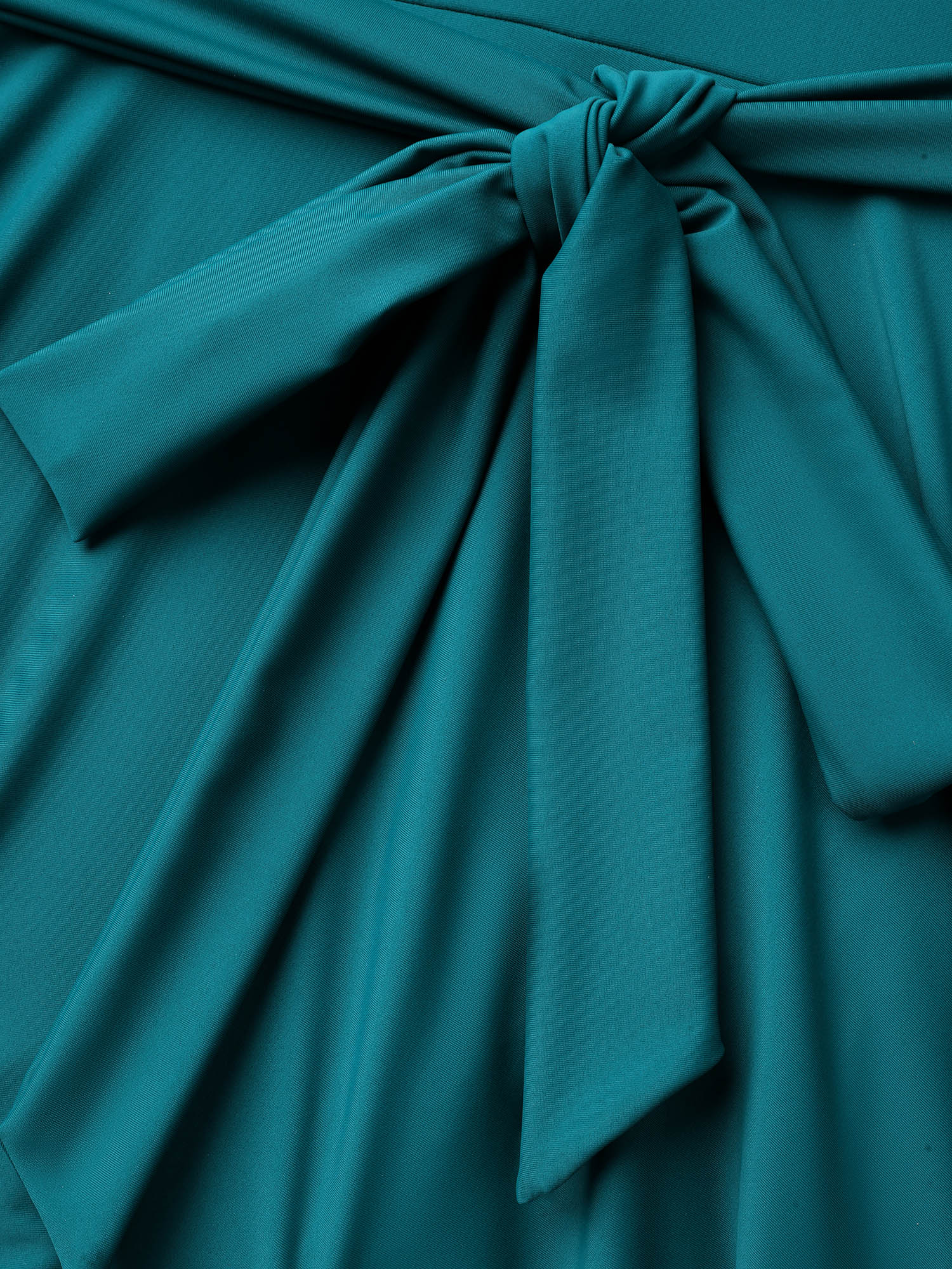 Plus Size Surplice Neck Belted Laser Cut Swim Dress Women`s Swimwear Teal Beach Bodycon Overlap Collar High stretch Curve Swim Dresses BloomChic 10/M 