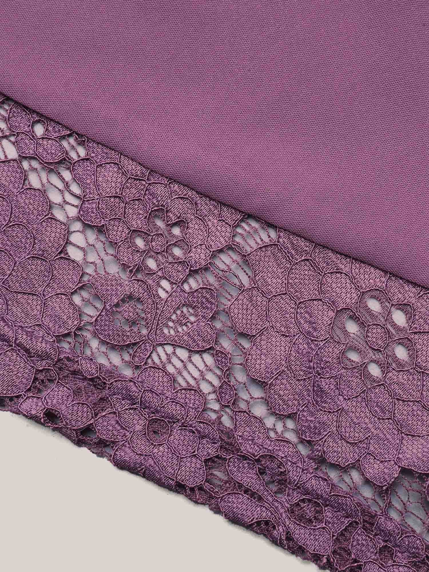 Plus Size Mauve Sweetheart Neck Lace High-Low Hem Shirt Women Elegant Half Sleeve Heart neckline Everyday Blouses BloomChic 10/M 