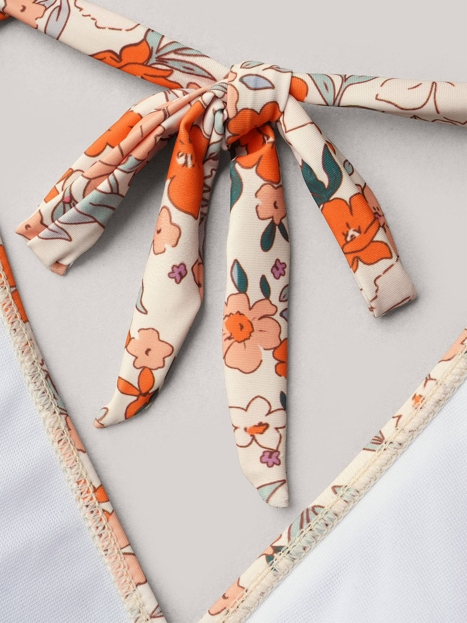 Plus Size Floral Print Fit and Flare Swim Dress Women`s Swimwear Apricot Overlap Collar Curve Swim Dresses BloomChic 22-24/3X 