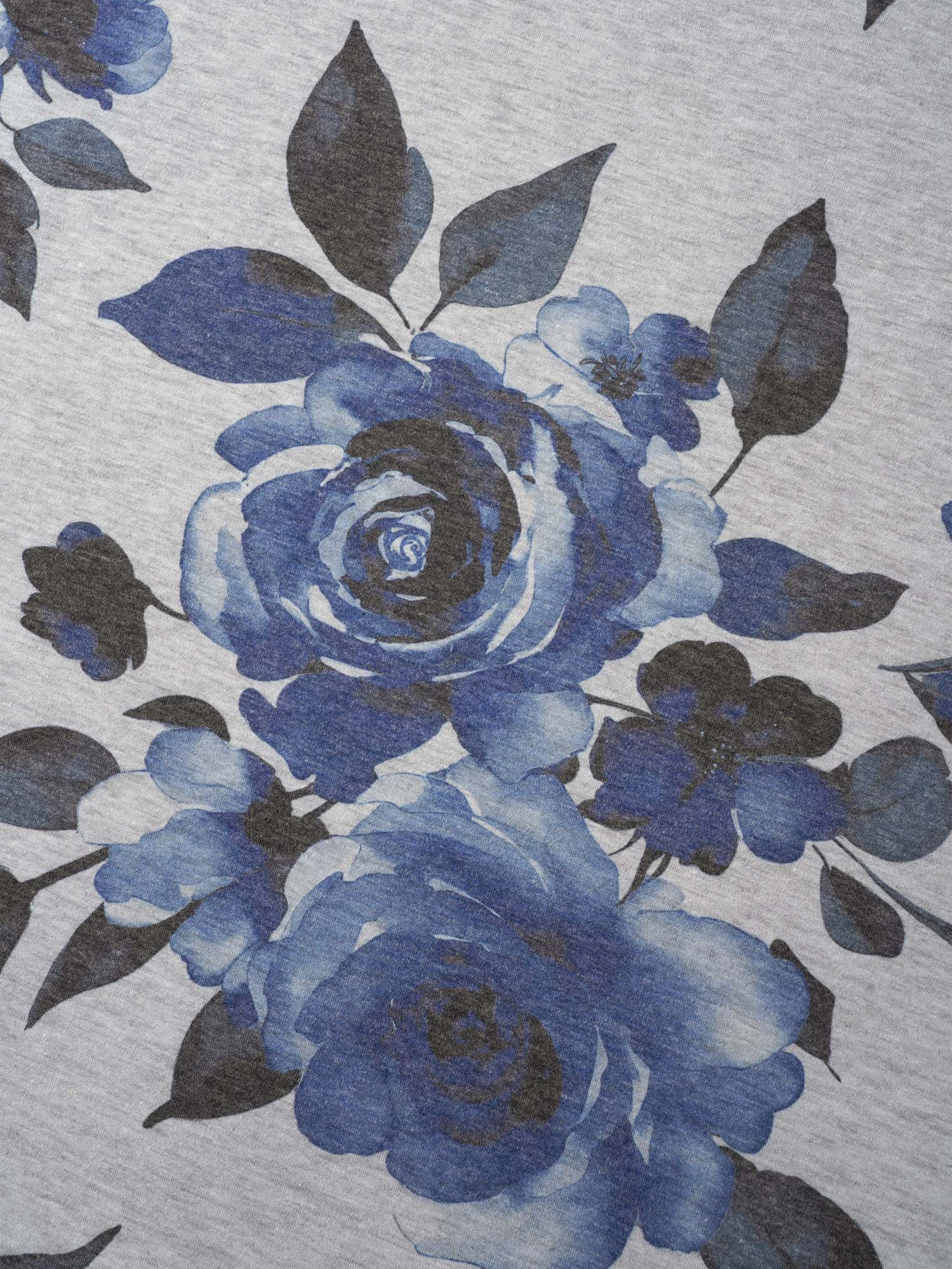 Plus Size Floral Print Round Neck Fitted T-Shirt DarkGray Women Casual Non Natural Flowers Boat Neck Everyday T-shirts BloomChic 30/6X 