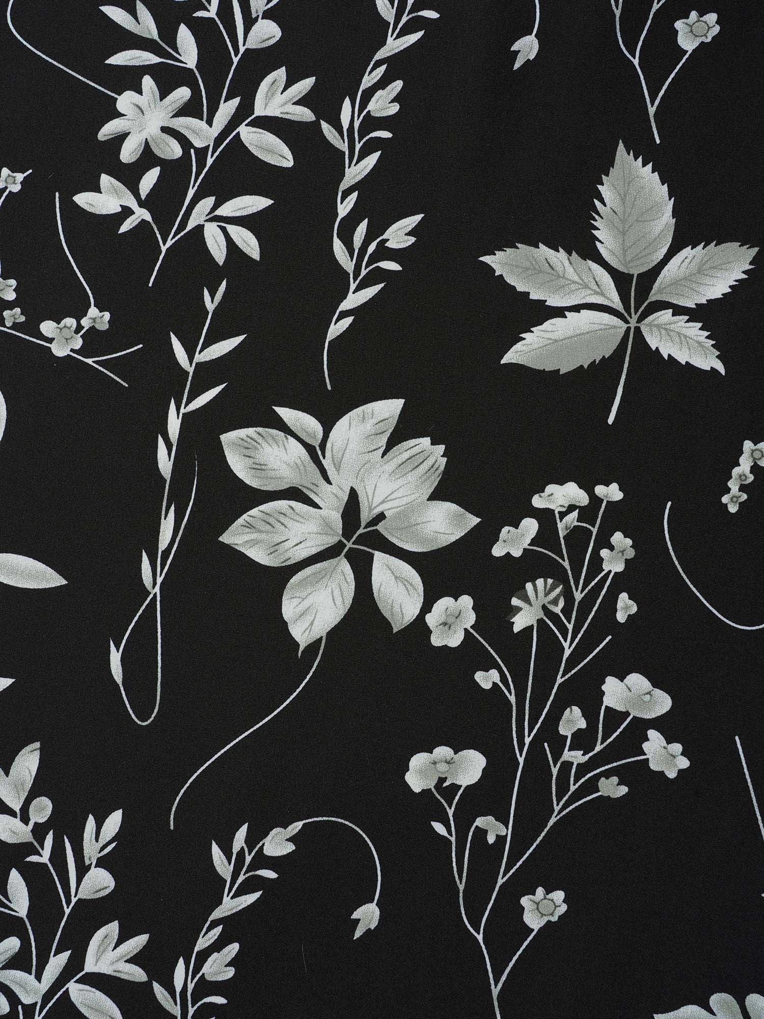 Plus Size Black Floral Print Ruffled V-Neck Shirt Women Elegant Half Sleeve V-neck Everyday Blouses BloomChic 14-16/1X 