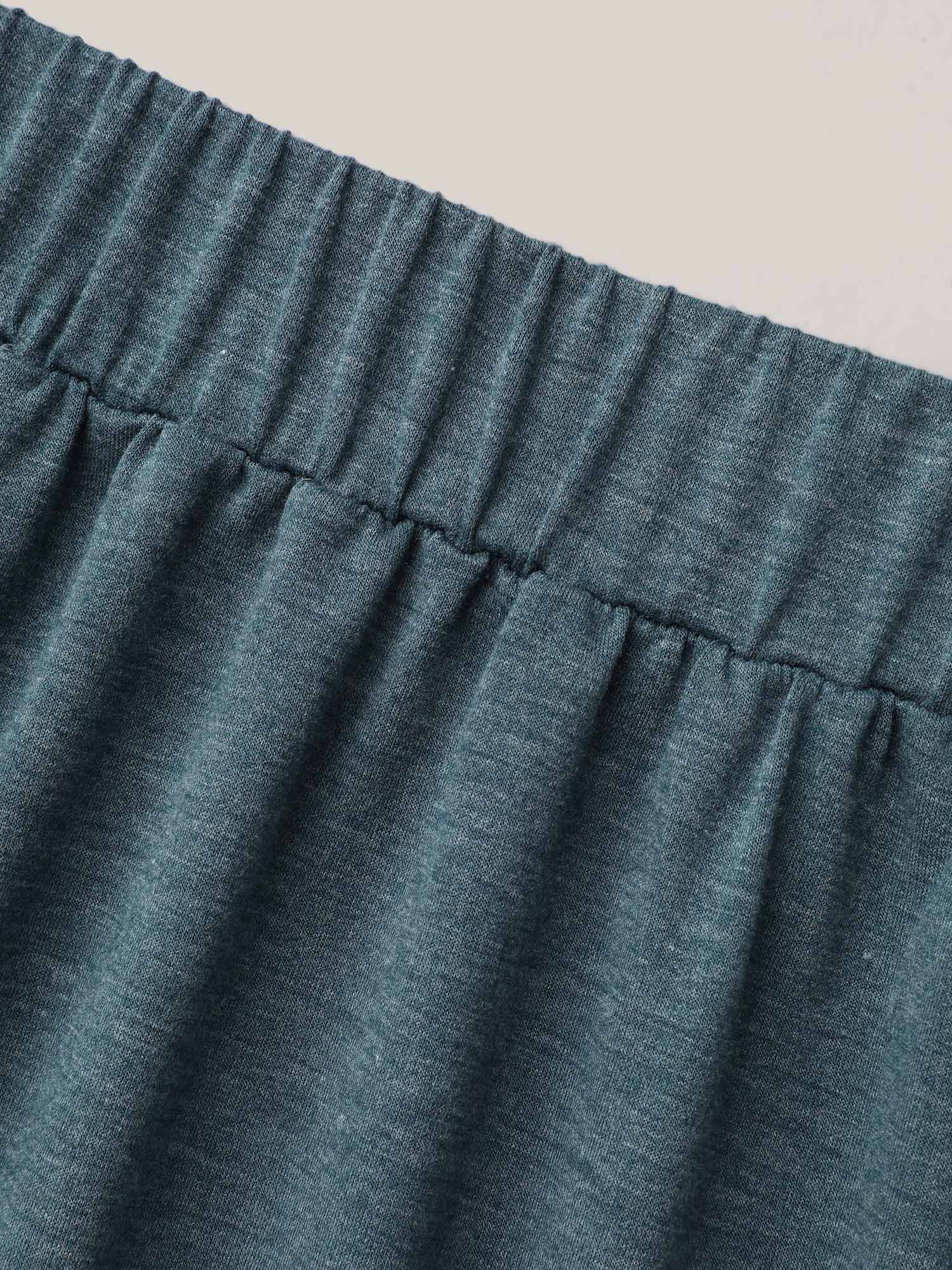 Plus Size Heather Stretchy-Waist Pleated Midi Skirt Women DarkSlateGray Elegant Gathered Medium stretch Slanted pocket Everyday Skirts BloomChic 10/M 