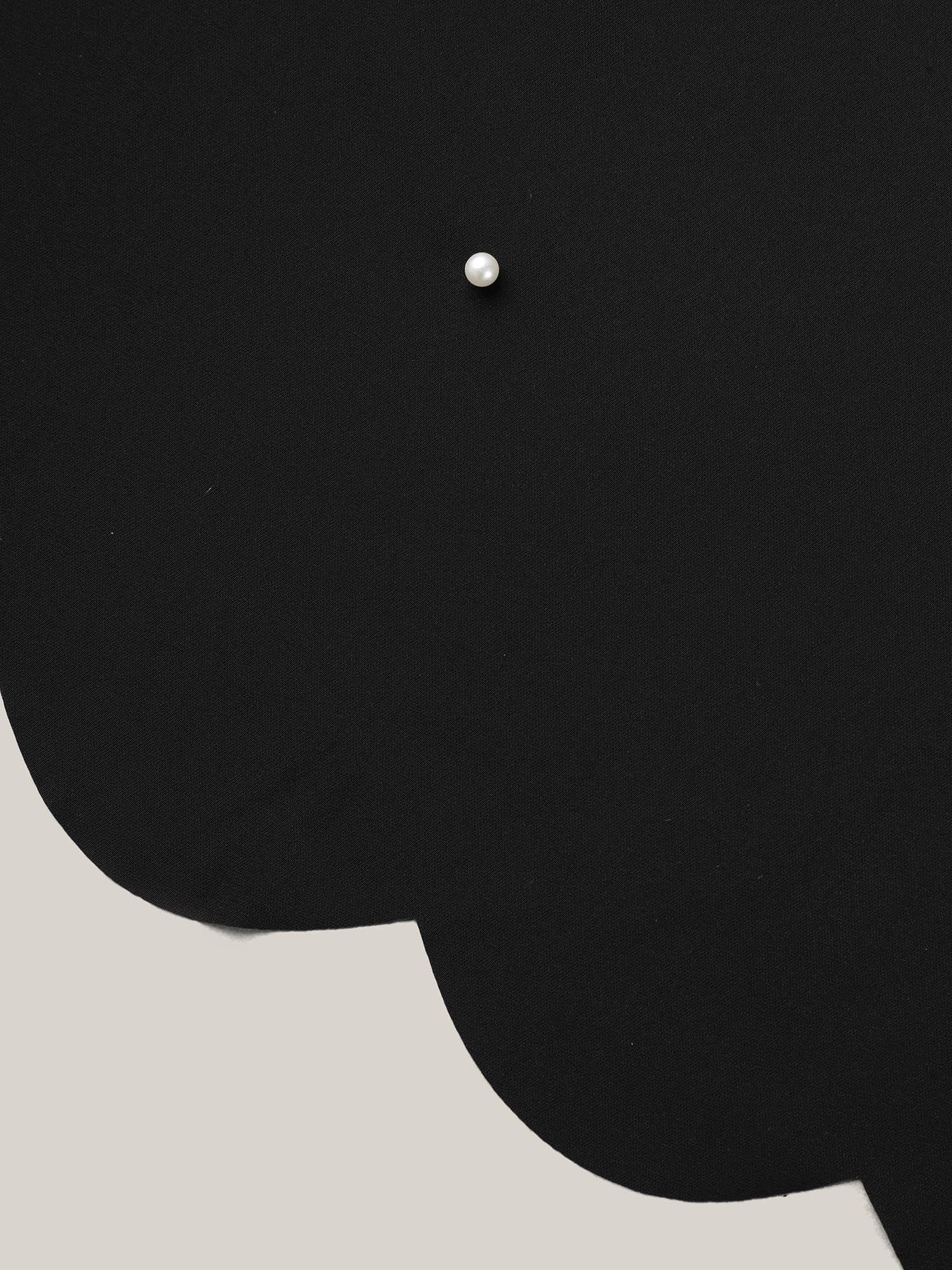 Plus Size Black Beads Embellished Scalloped Hem Shirt Women Elegant Elbow-length sleeve Round Neck Everyday Blouses BloomChic 30/6X 