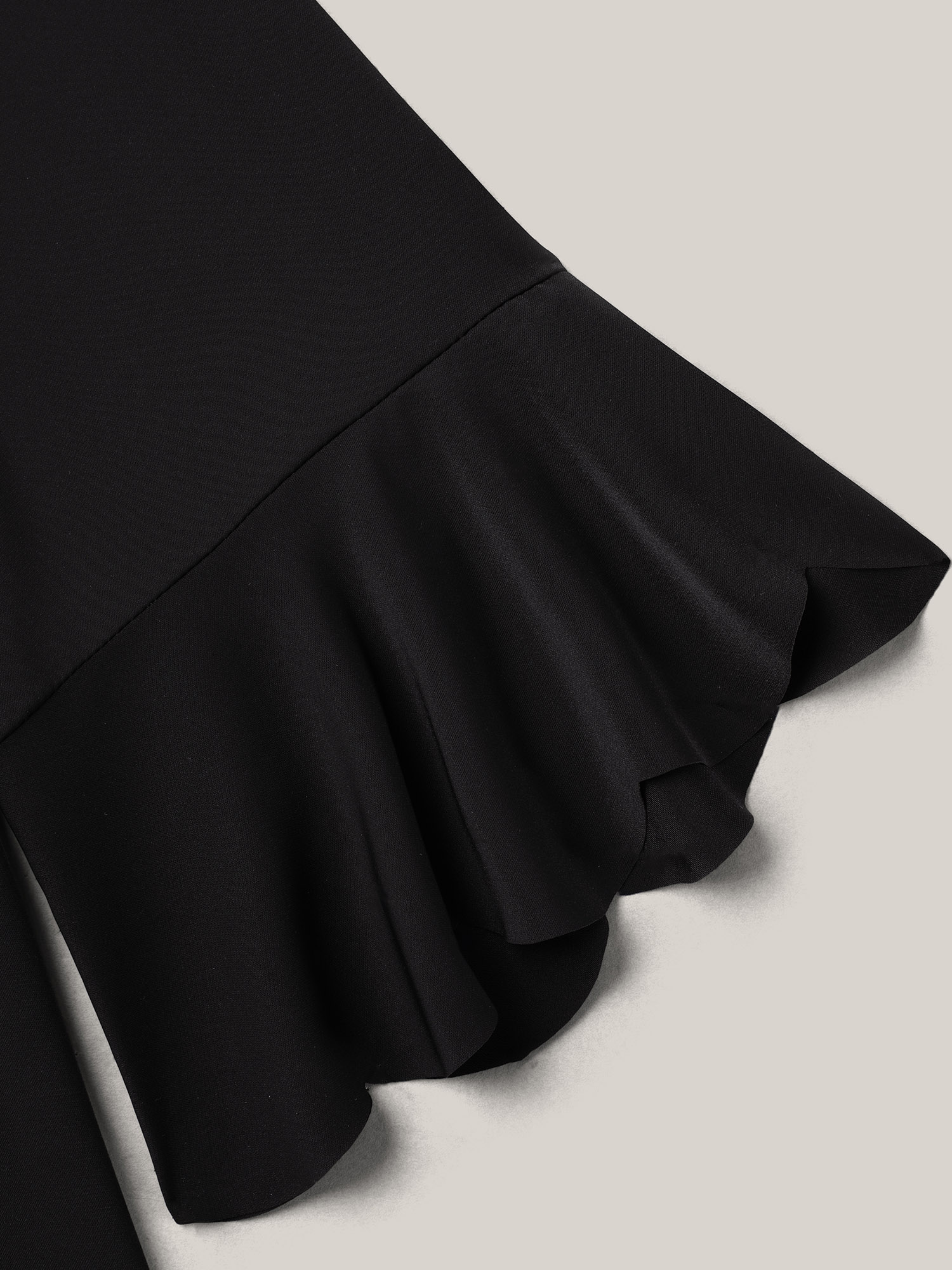 Plus Size Black Beads Embellished Scalloped Hem Shirt Women Elegant Elbow-length sleeve Round Neck Everyday Blouses BloomChic 30/6X 