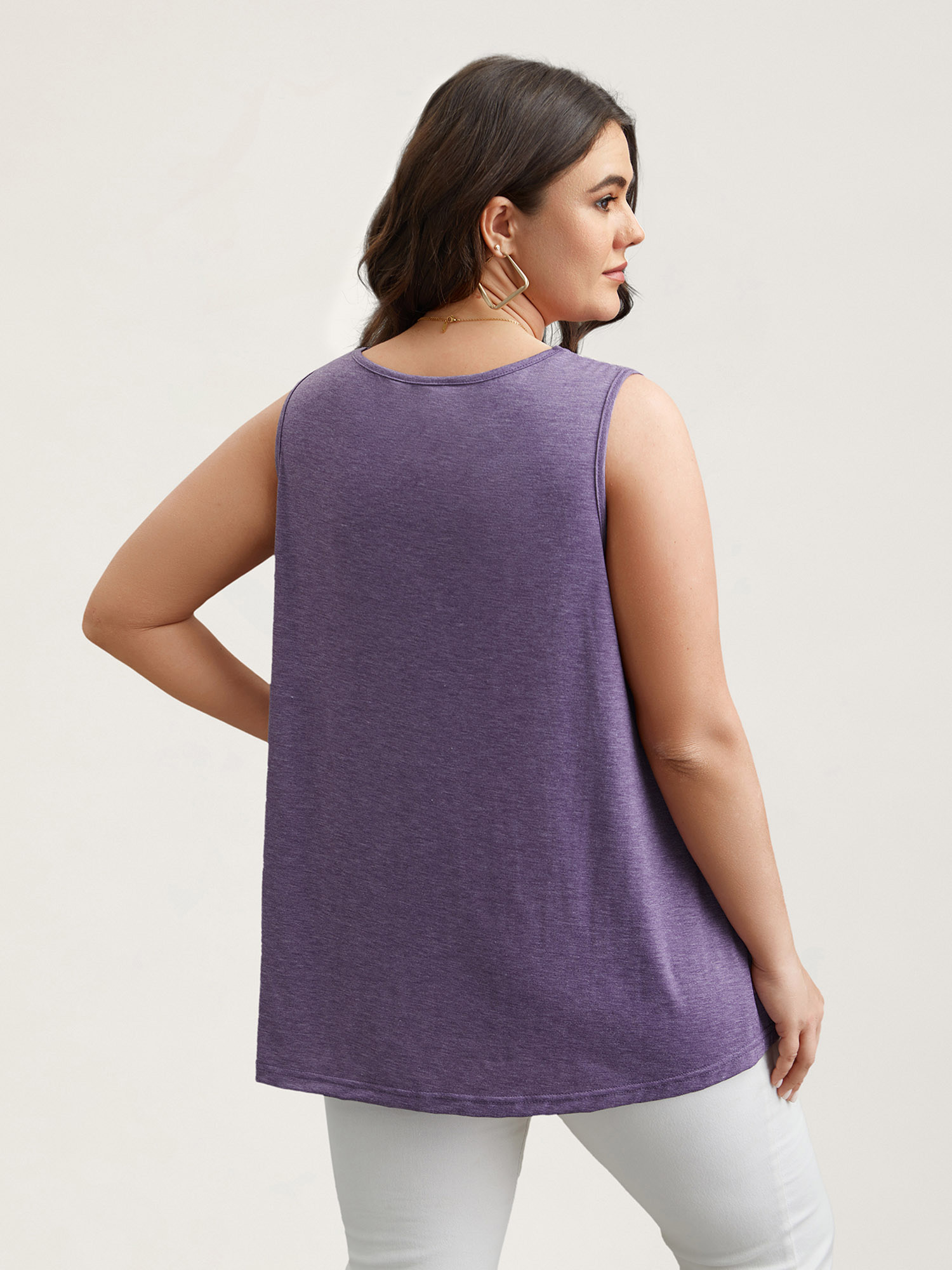 

Plus Size Solid Pleat Front V-Neck Vest Women Heather Casual Gathered V-neck Everyday Tank Tops Camis BloomChic