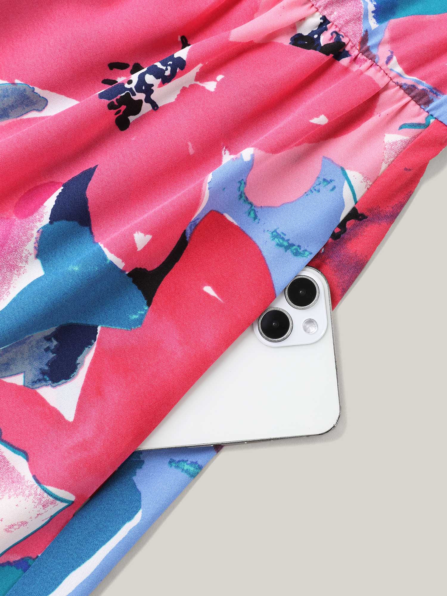 Plus Size Multi-Color Floral V-Neck Pockets Midi Dress Skyblue Women Elegant Ruffles V-neck Short sleeve Curvy BloomChic 10/M 