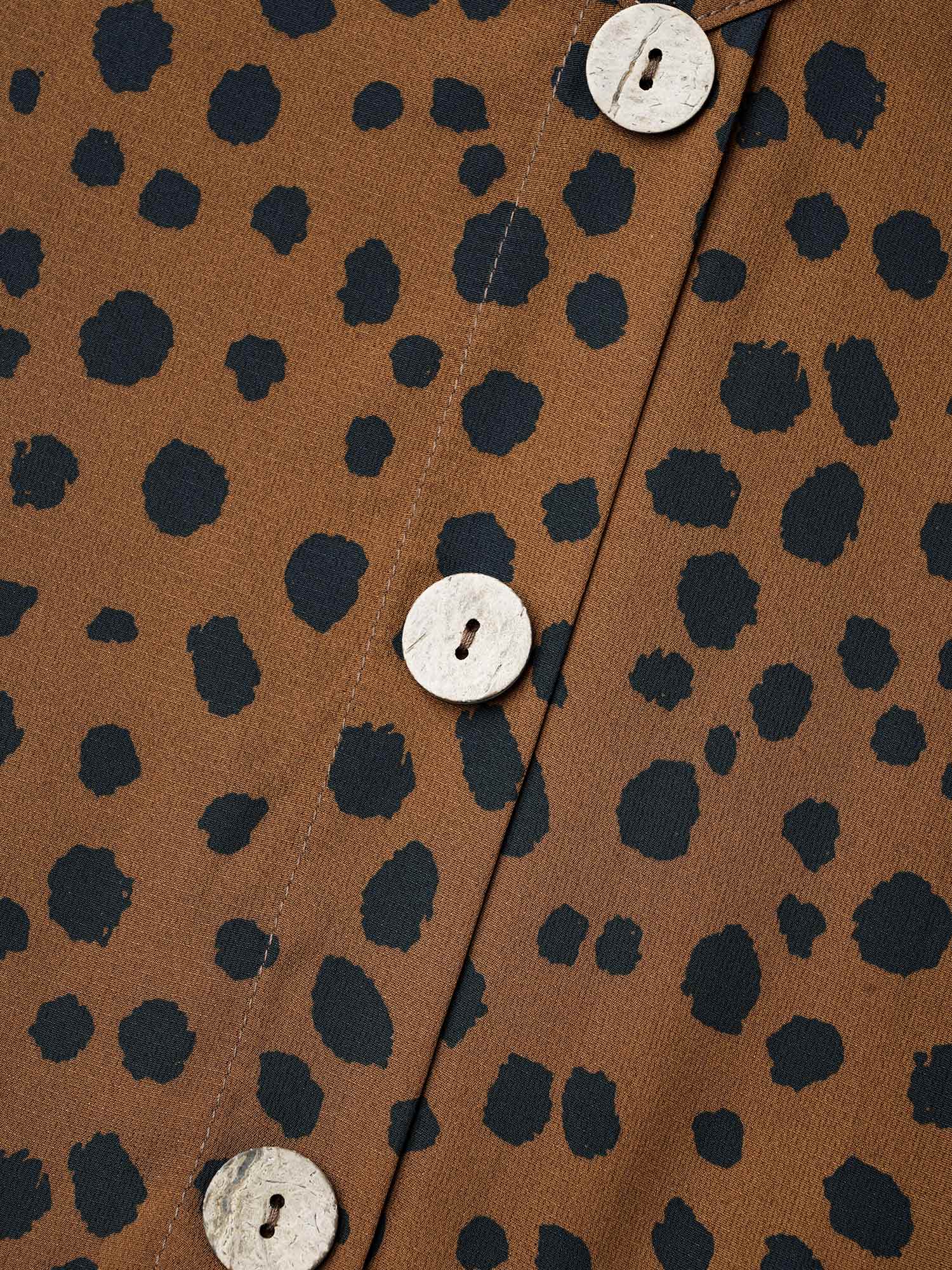 Plus Size Leopard Print Button Placket Midi Dress Browncoffeecolor Women Casual Button V-neck Half Sleeve Curvy BloomChic 18-20/2X 