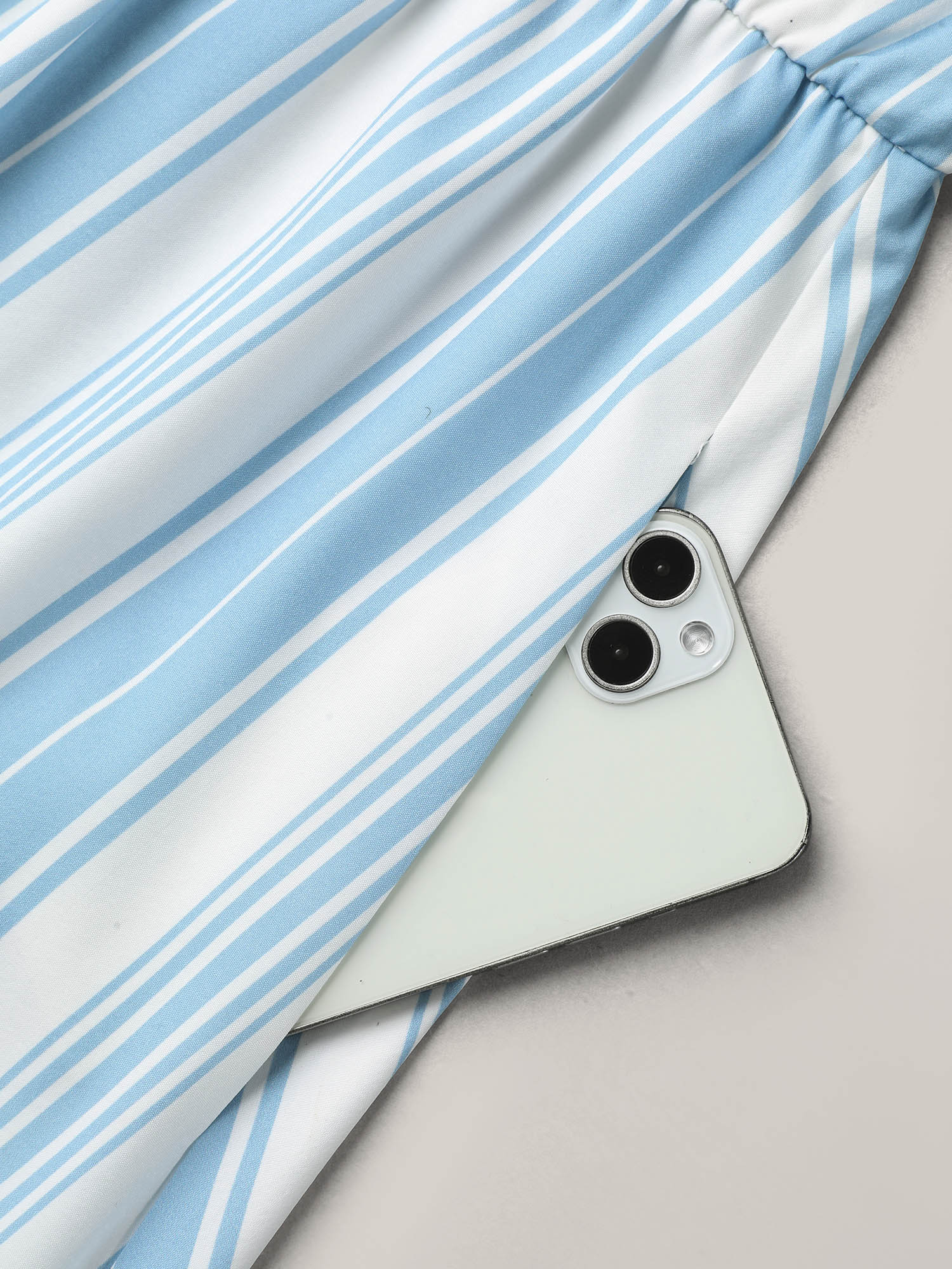 Plus Size Nautical Stripes Neck Tie Midi Dress Cerulean Women Casual Wraparound straps V-neck Half Sleeve Curvy BloomChic 14-16/1X 