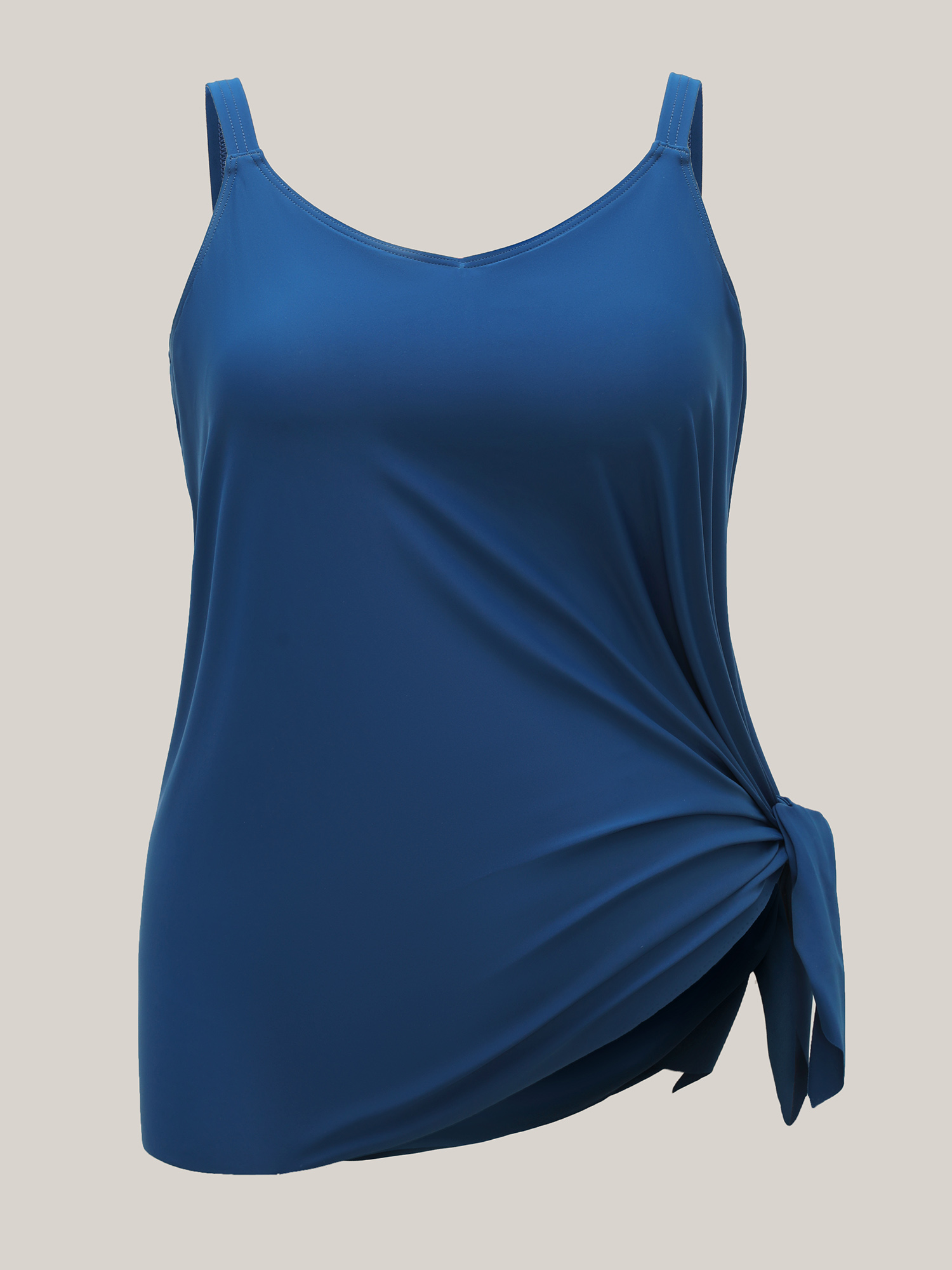 Plus Size Asymmetrical Hem Side-Tie Swim Top Women`s Swimwear Indigo Beach Asymmetrical High stretch Bodycon Non Curve Swim Tops BloomChic 22-24/3X 