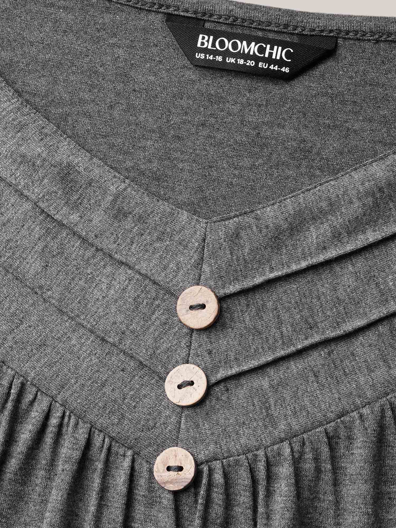 Plus Size Seamed Button Detail Pendulum Vest Women DimGray Casual Tucked seam Non Everyday Tank Tops Camis BloomChic 10/M 
