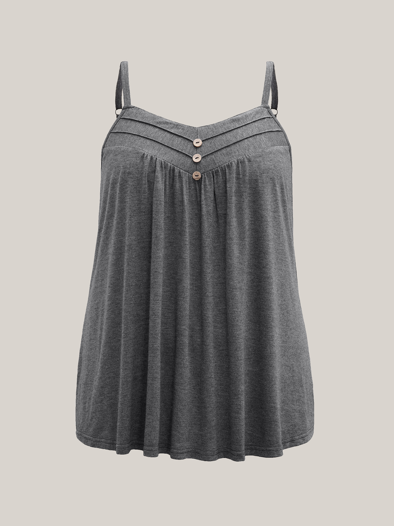 Plus Size Seamed Button Detail Pendulum Vest Women DimGray Casual Tucked seam Non Everyday Tank Tops Camis BloomChic 10/M 
