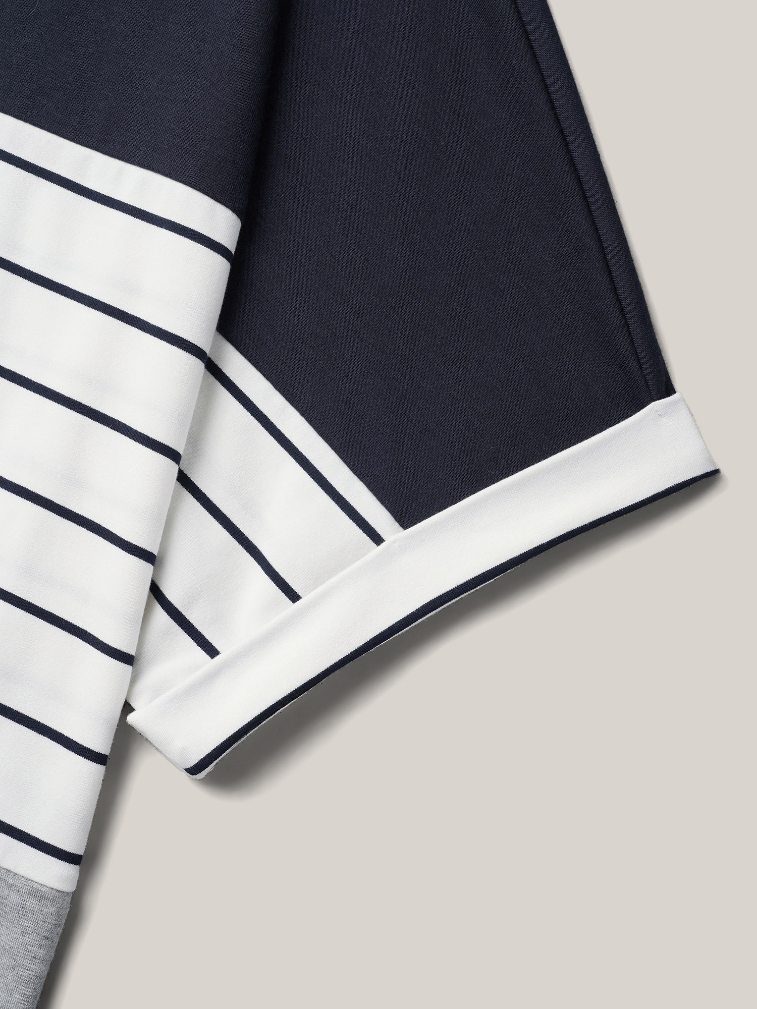 Plus Size Color-Block Stretchy Stripes T-Shirt DarkBlue Women Casual Contrast Round Neck Everyday T-shirts BloomChic 10/M 