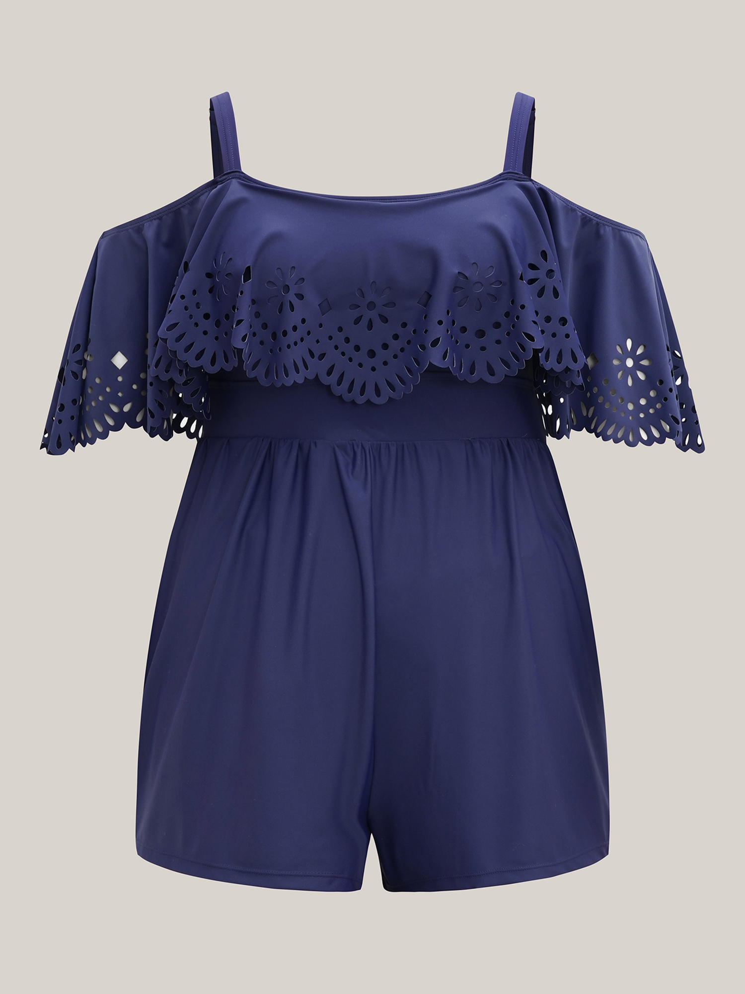 Plus Size Cold-Shoulder Cut-Out One-Piece Swimsuit Women`s Swimwear Indigo Beach Laser Curve Bathing Suits High stretch One Pieces BloomChic 28/5X 