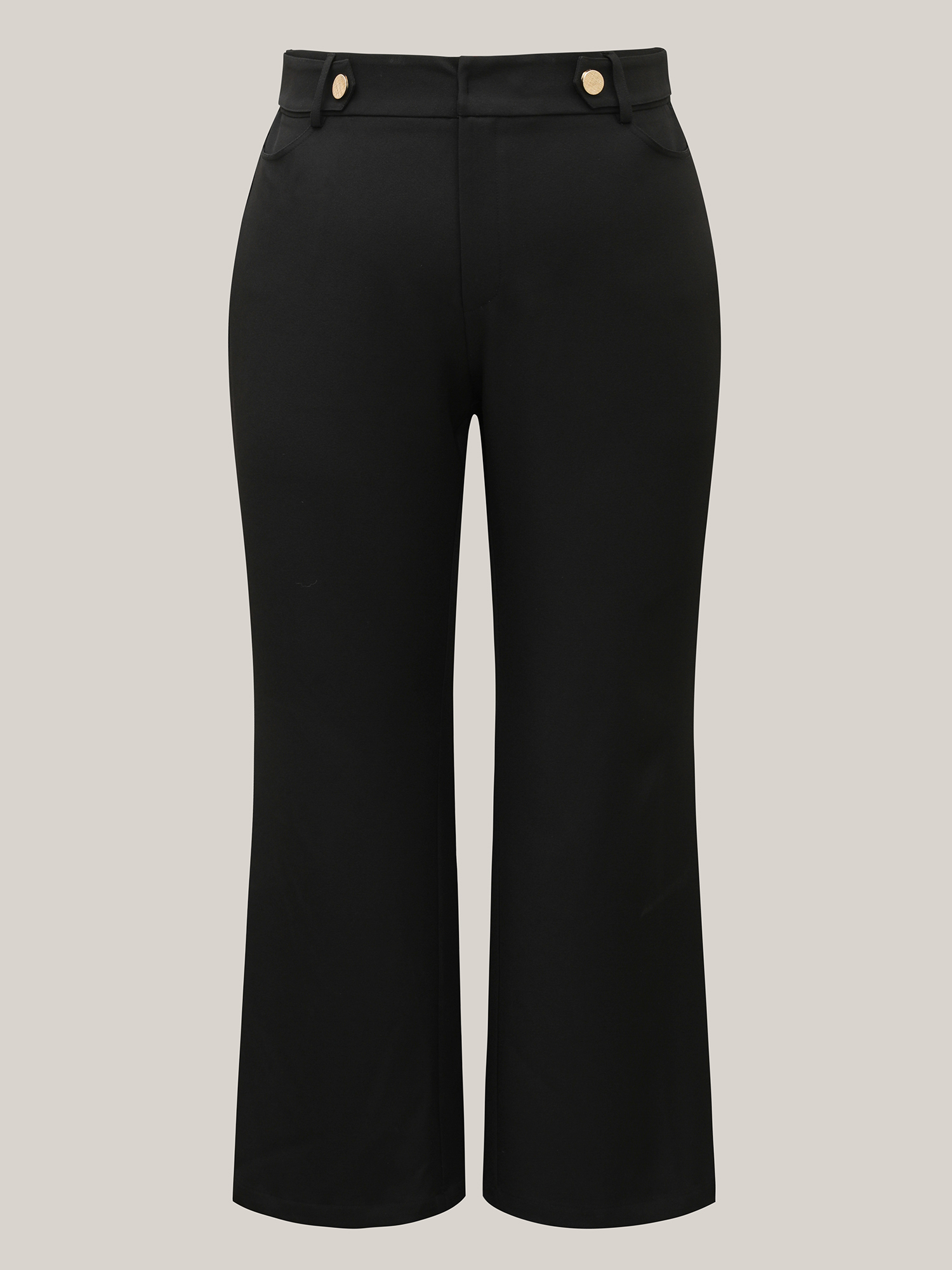Plus Size Loop Decoration Flared Leg Pants Women Black At the Office Bootcut Mid Rise Work Pants BloomChic 14-16/1X 