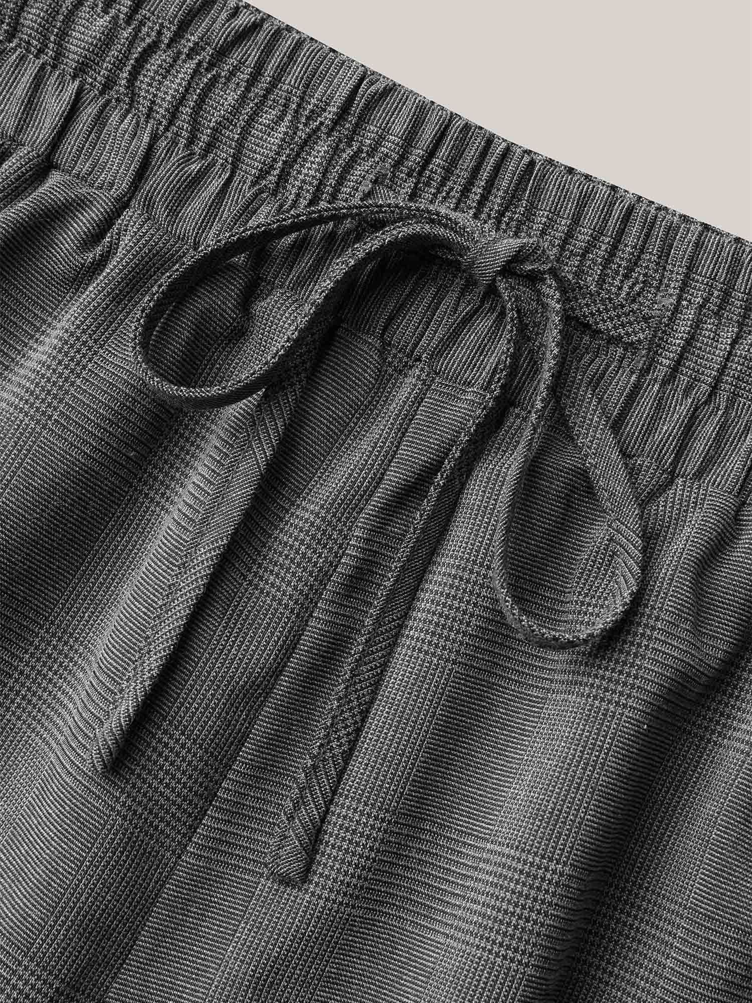 Plus Size Waist Drawstring Plaid Wide Leg Pants Women Black At the Office Wide Leg Mid Rise Work Pants BloomChic 26/4X 