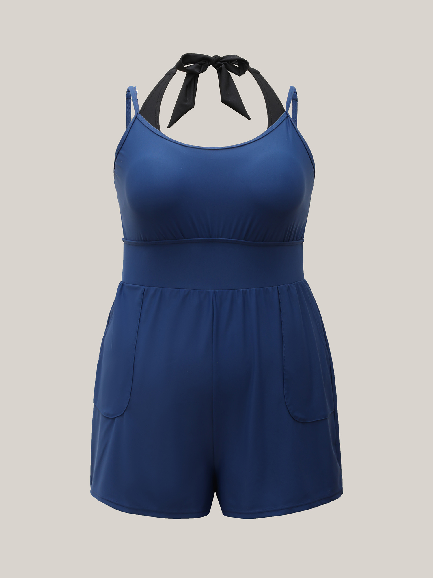 Plus Size Pocket Fit and Flare One-Piece Swimsuit Women`s Swimwear Mediumblue Beach Tiered Curve Bathing Suits High stretch One Pieces BloomChic 26/4X 