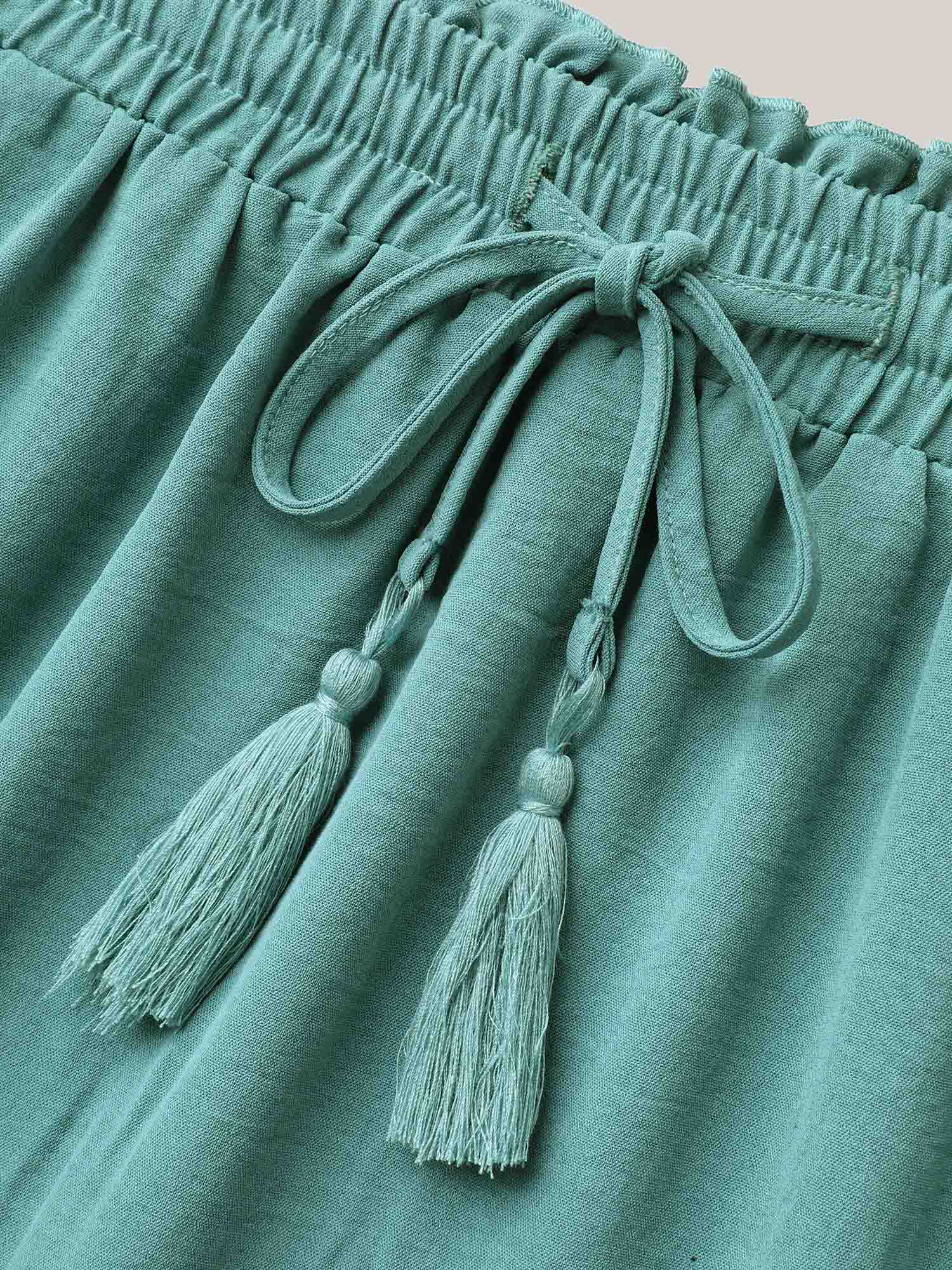 Plus Size Smocked Waist Lace Tiered Midi Skirt Women Turquoise Resort Gathered No stretch Side seam pocket Vacation Skirts BloomChic 22-24/3X 