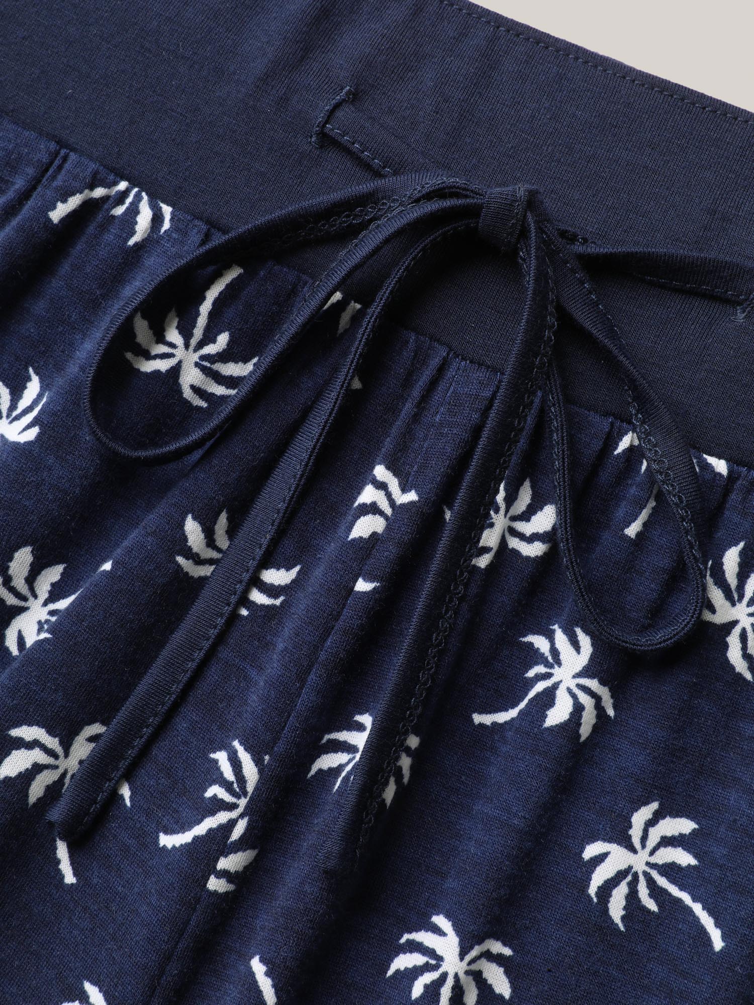 Plus Size Color Block Printed Drawstring Straight Pants Women Indigo Resort Wide Leg Mid Rise Vacation Pants BloomChic 14-16/1X 