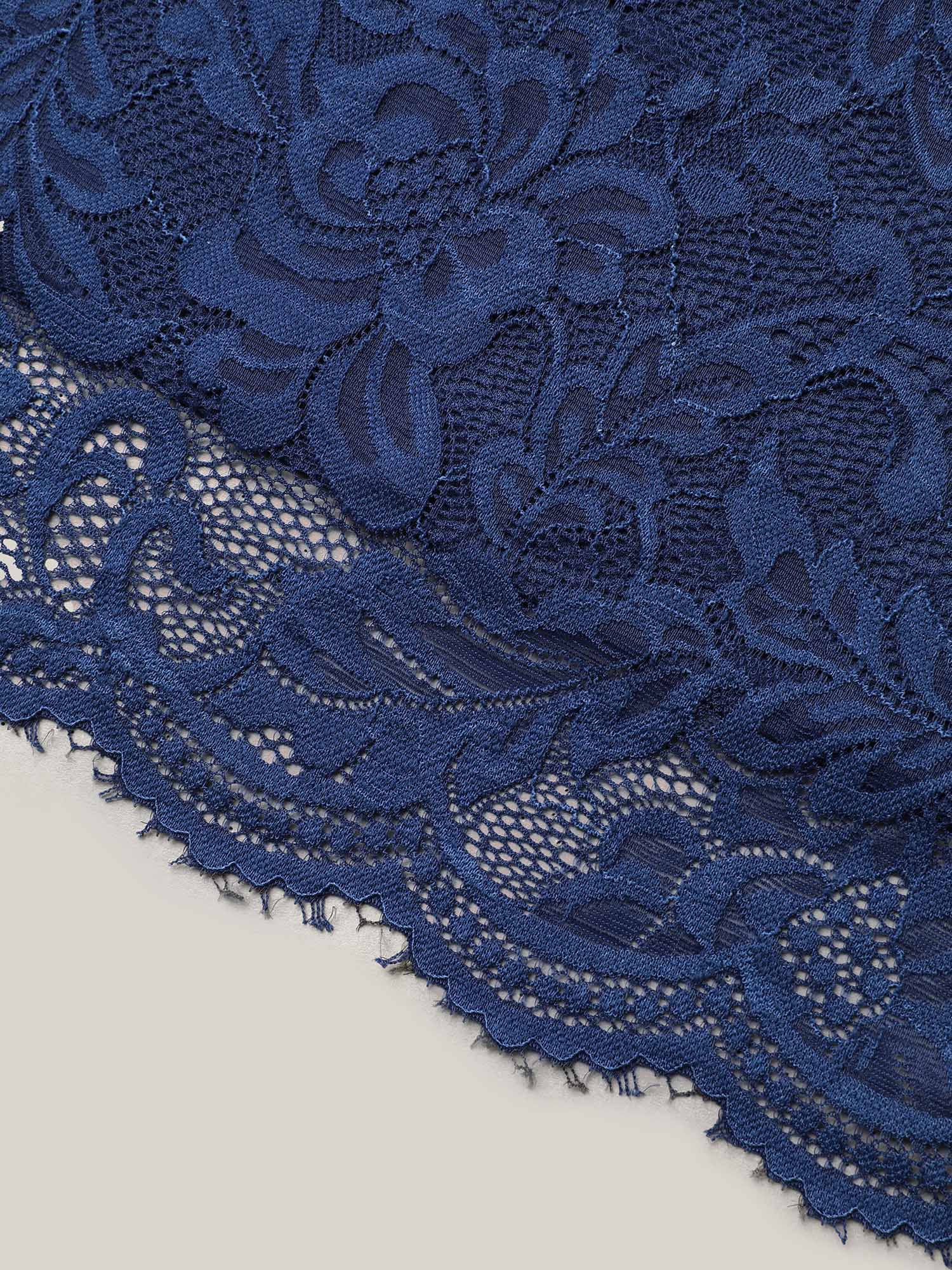 Plus Size Stretchy-Waist Pleated Lace Midi Skirt Women Indigo Elegant Tiered Low stretch Side seam pocket Everyday Skirts BloomChic 14-16/1X 
