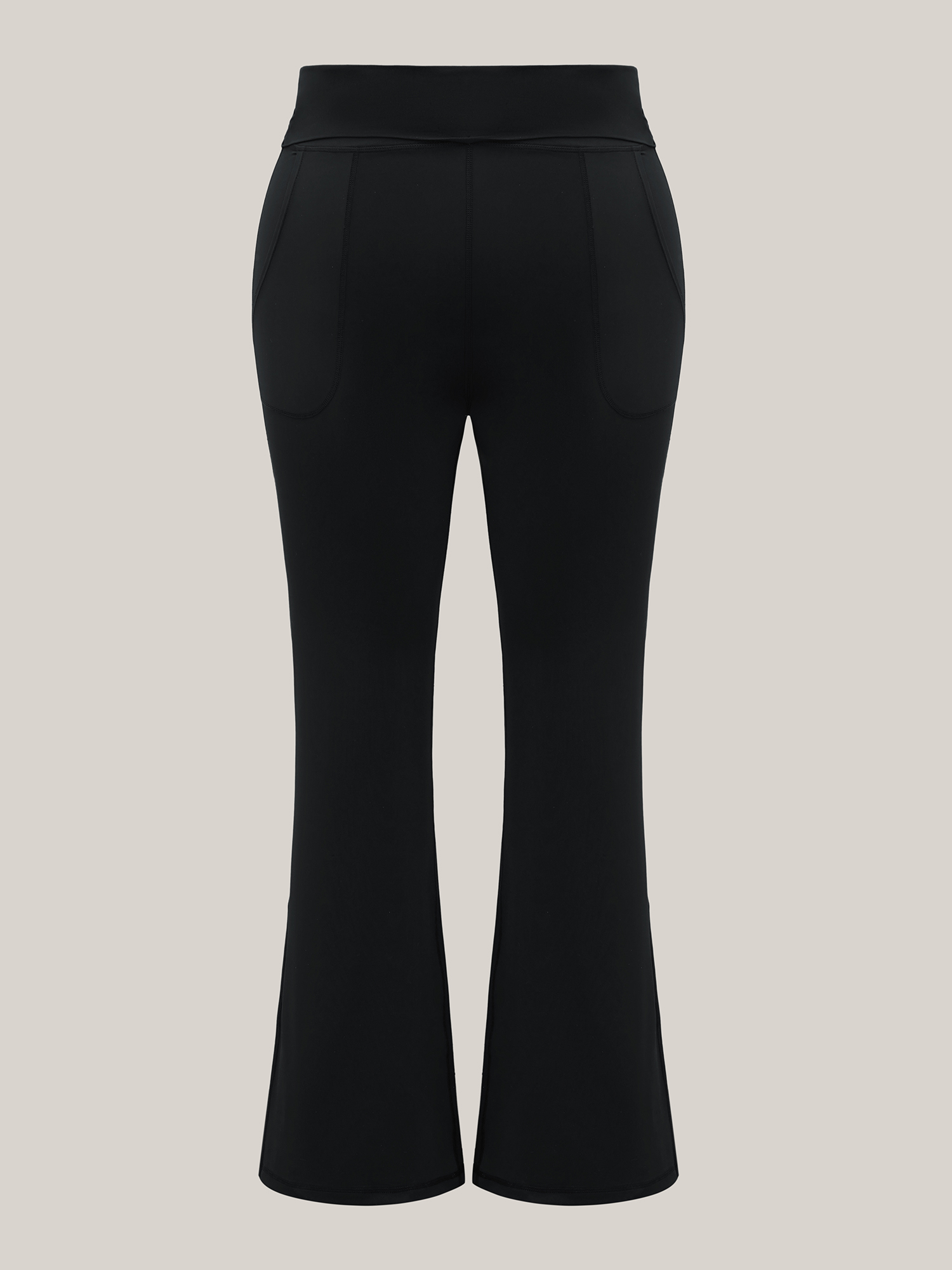 Plus Size Ruched Wide Waist Pockets Tight Pants Women Black Elegant High stretch Bootcut Mid Rise Everyday Leggings BloomChic 14-16/1X 
