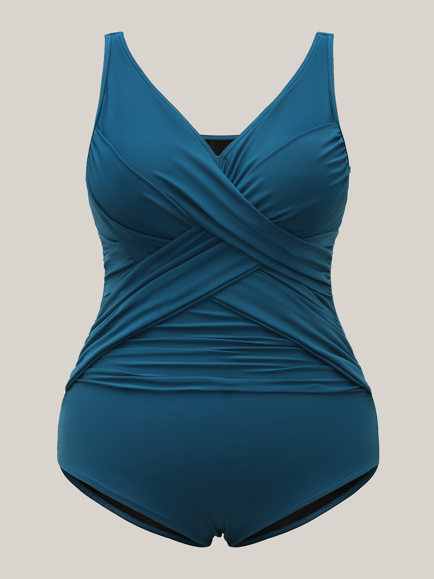 Plus Size Ruched Tummy Control One-Piece Swimsuit Women`s Swimwear Cyan Beach Gathered Curve Bathing Suits High stretch One Pieces BloomChic 14-16/1X 