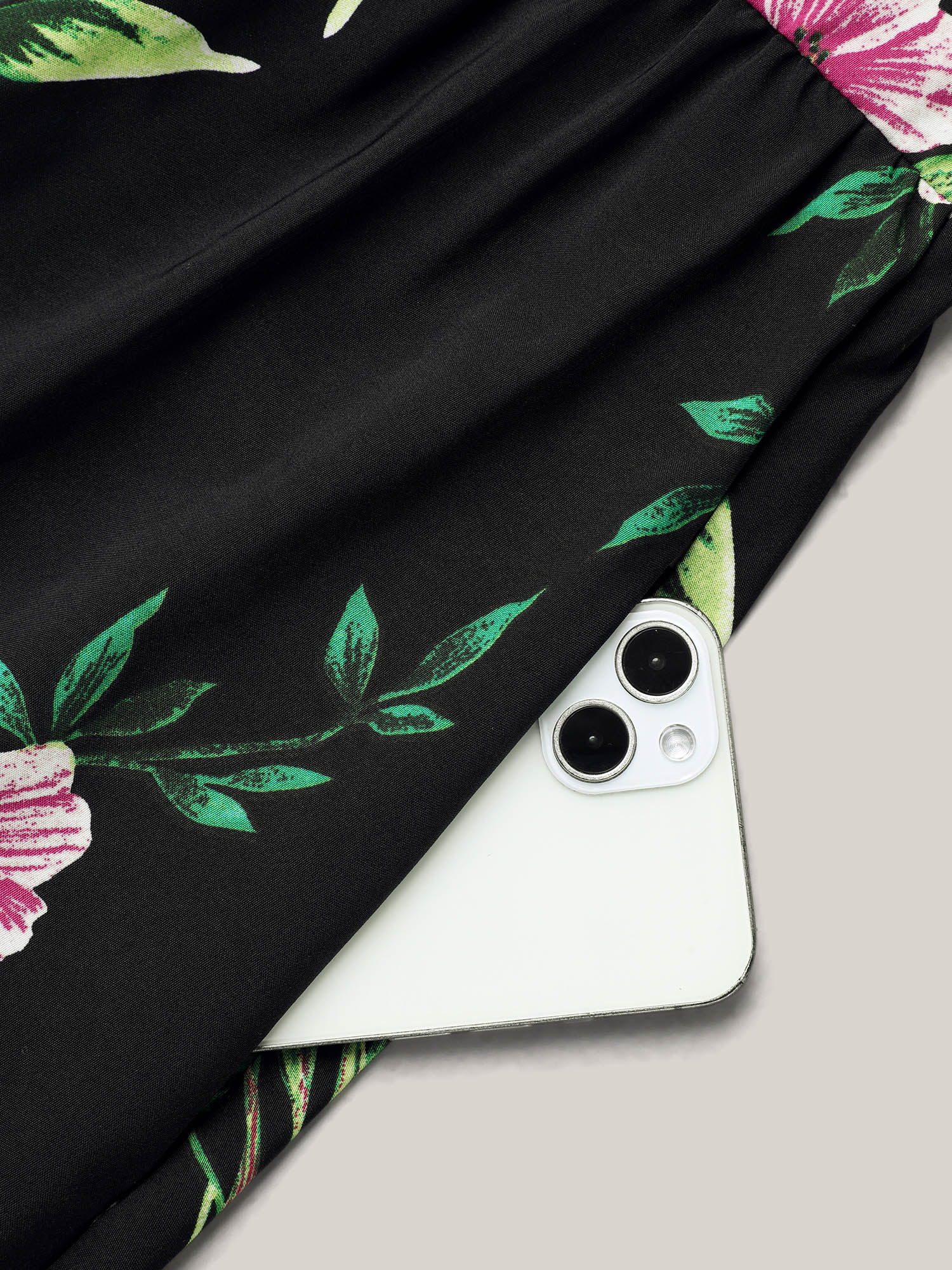 Plus Size Floral Print Flared Sleeve Spliced Midi Dress Black Women Elegant See through Round Neck Short sleeve Curvy BloomChic 30/6X 