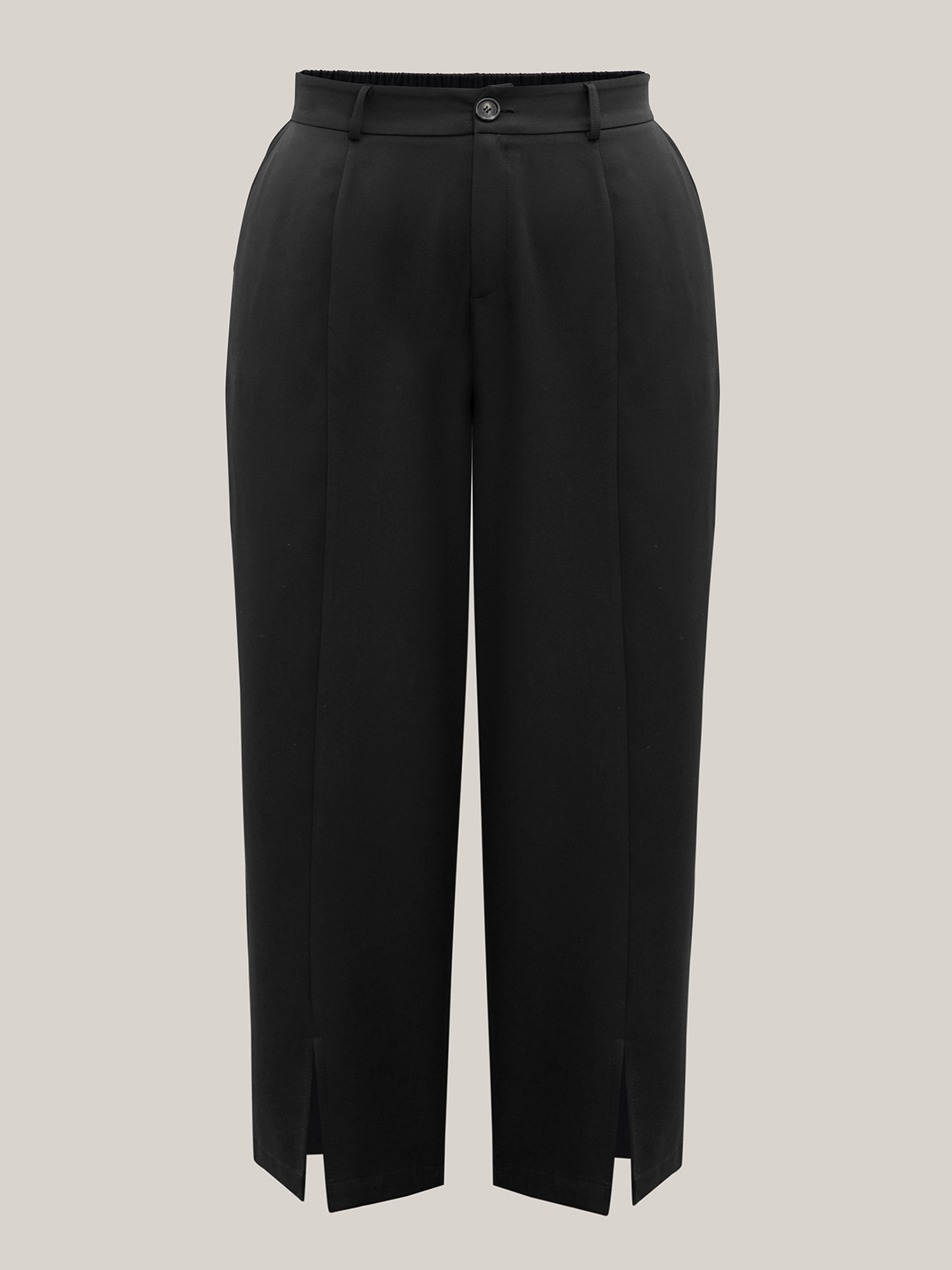 Plus Size Pleated Loop Straight-Leg Pants Women Black At the Office Straight Leg Mid Rise Work Pants BloomChic 28/5X 