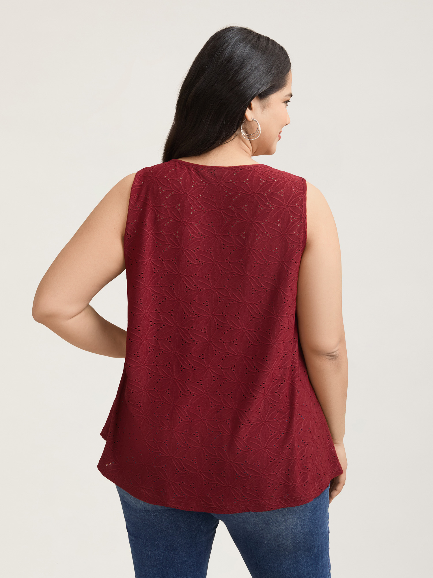 Plus Size Textured Stretchy Square Neck Pleated Vest Women Burgundy Casual Texture Square Neck Everyday Tank Tops Camis BloomChic 10/M 