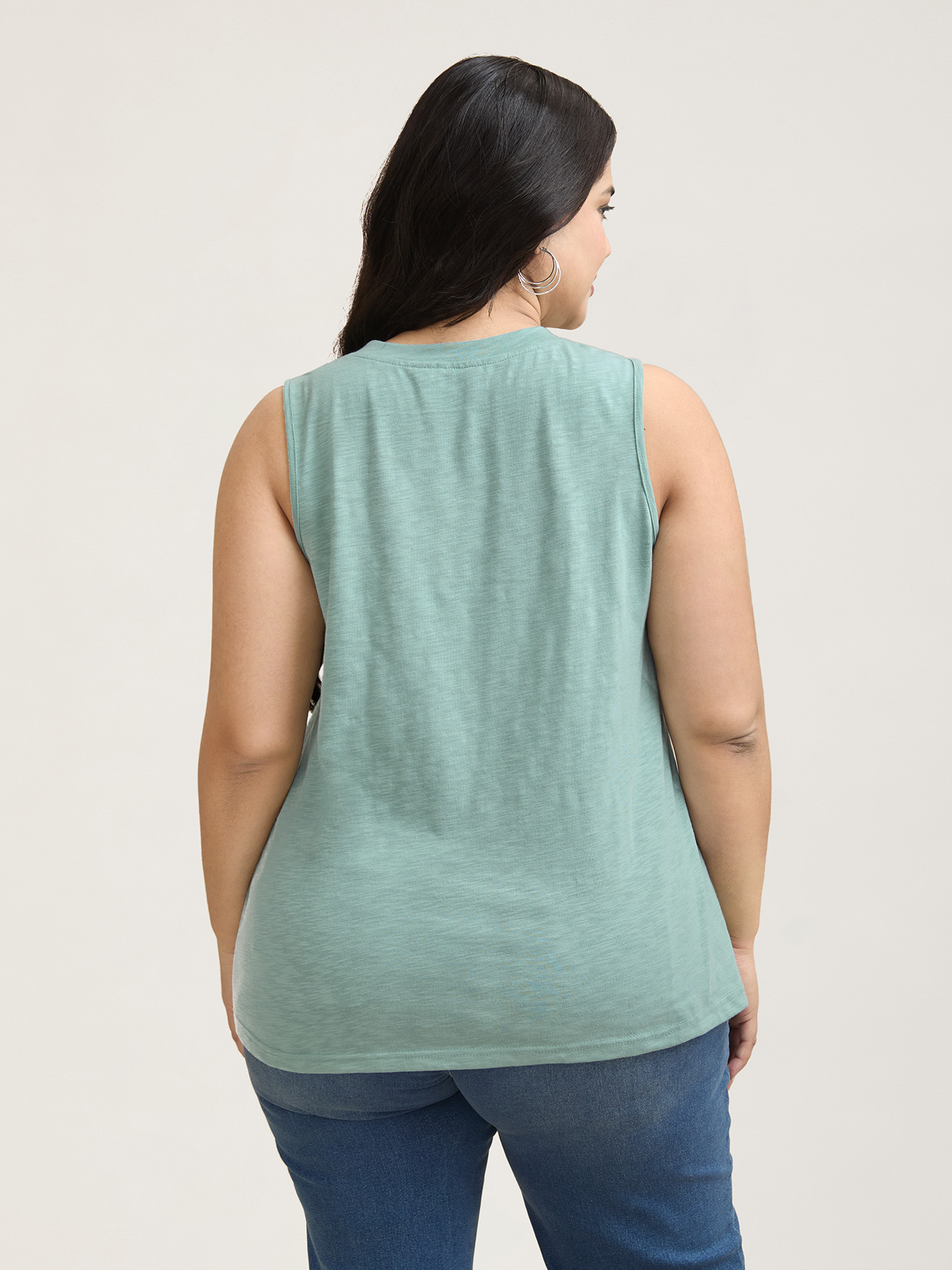 Plus Size Bamboo Cotton Stretchy Button Vest Women Greenbean Casual Slit V-neck Everyday Tank Tops Camis BloomChic 10/M 