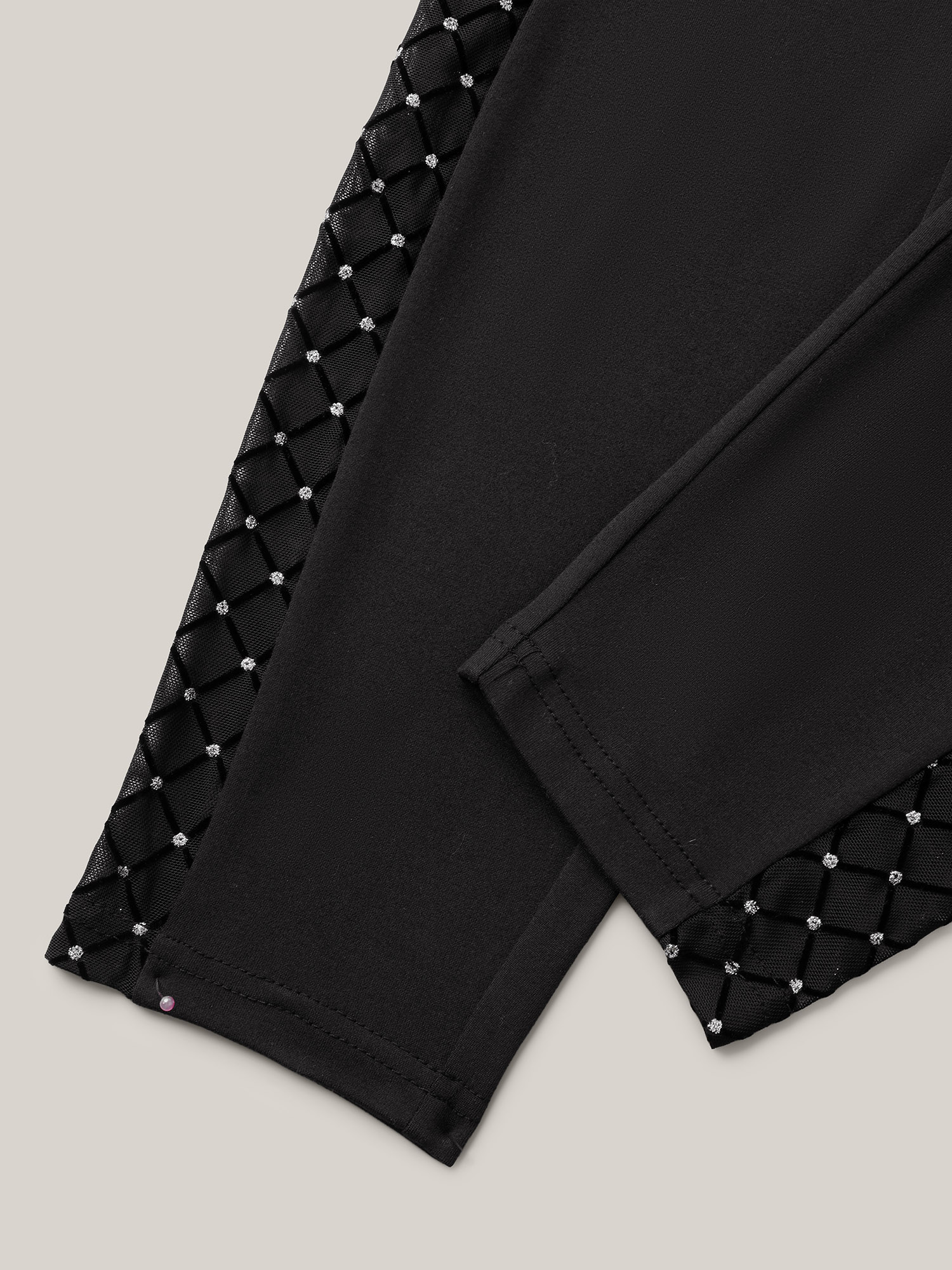 Plus Size Mesh Spliced Skinny-Fit Leggings Women Black Elegant High stretch Skinny Mid Rise Everyday Leggings BloomChic 10/M 