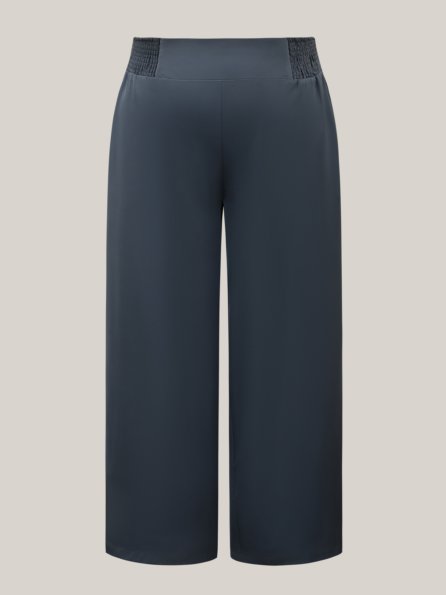 

Plus Size Shirred Waist Stretchy Wide-Leg Pants Women Stone At the Office Wide Leg Mid Rise Work Pants BloomChic