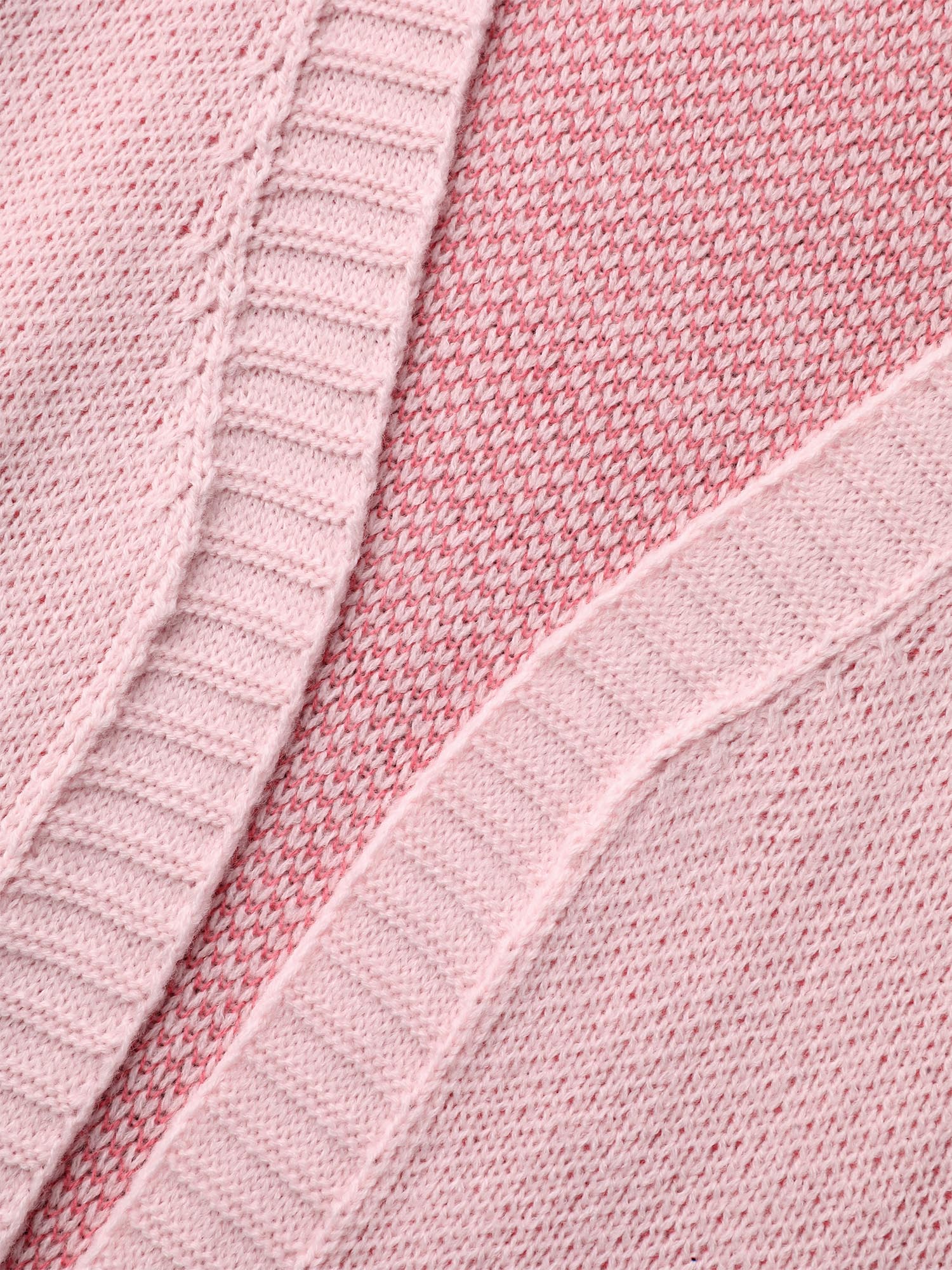 Plus Size Floral Jacquard Ribbed Hem Knit Cardigan Lightpink Women Casual Loose Long Sleeve Everyday Cardigans BloomChic 14-16/1X 