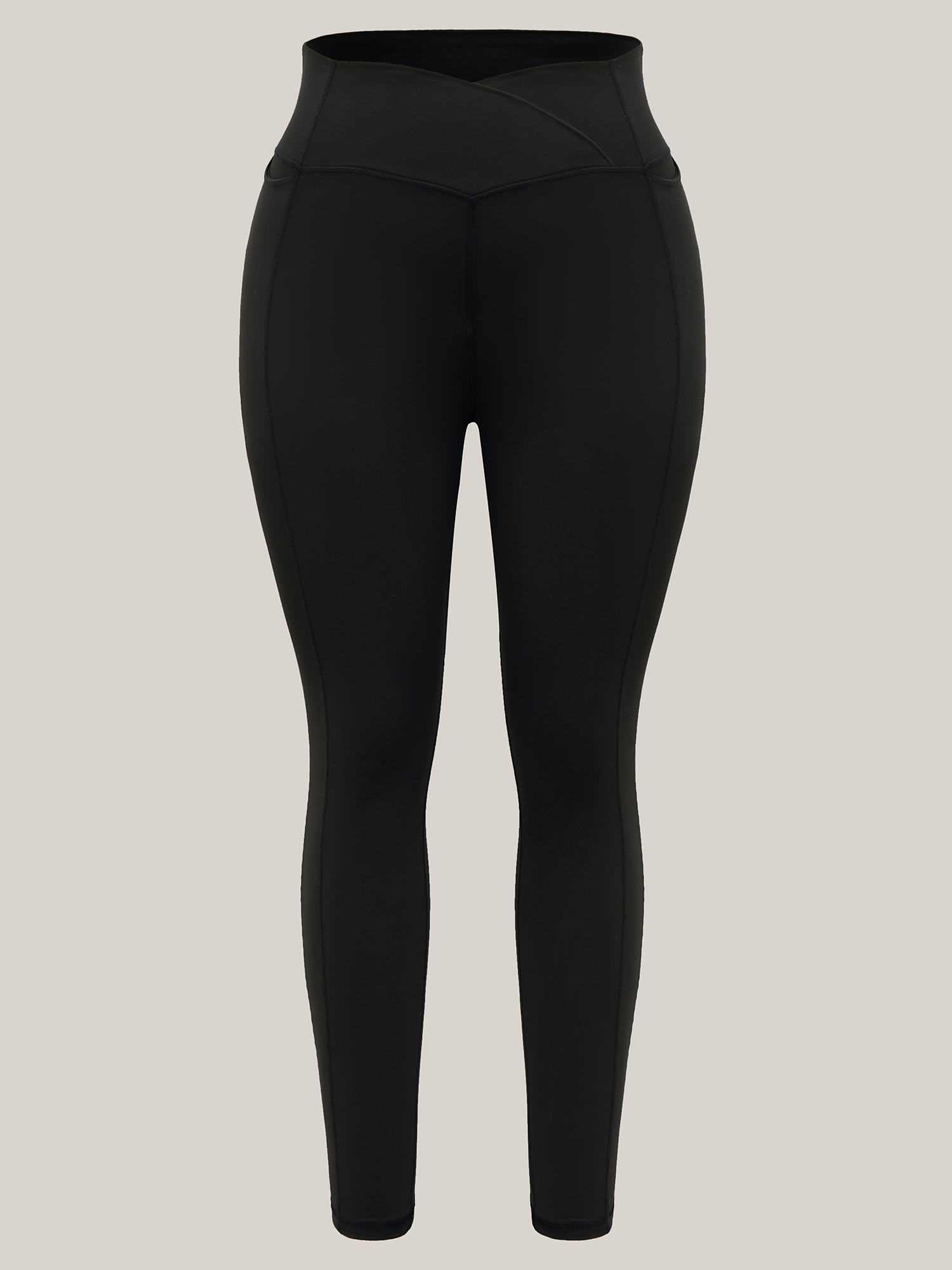 Plus Size Criss-Cross Waist Pocket Tight Pants Women Black Elegant High stretch Skinny Mid Rise Everyday Leggings BloomChic 26/4X 