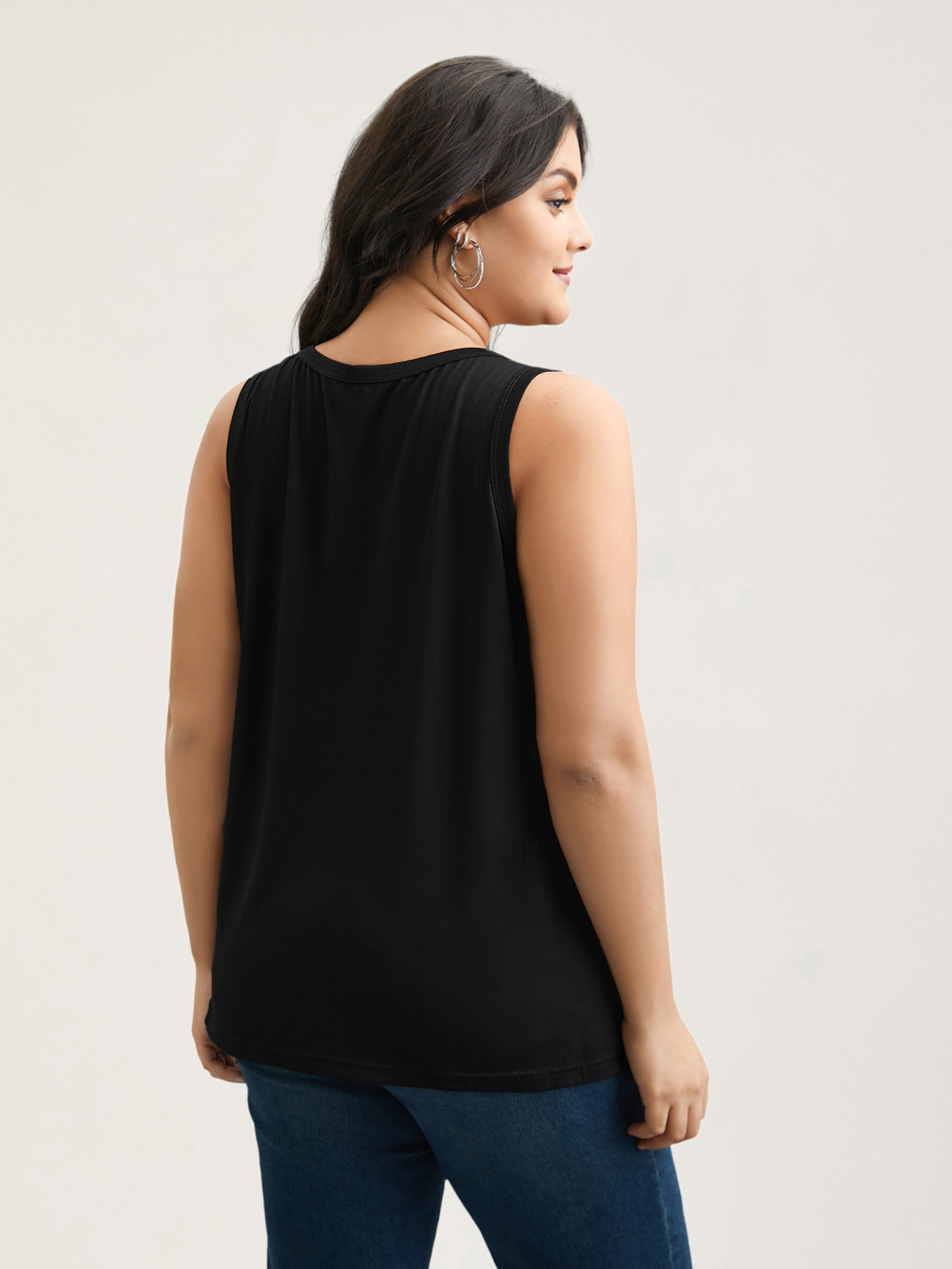 Plus Size Color Block Round Neck Fitted Vest Women Multicolor Casual Contrast Round Neck Everyday Tank Tops Camis BloomChic 26/4X 