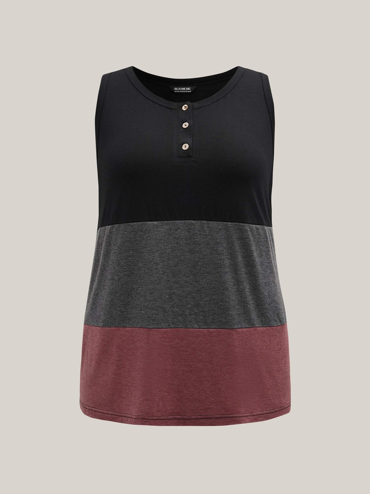 Plus Size Color Block Round Neck Fitted Vest Women Multicolor Casual Contrast Round Neck Everyday Tank Tops Camis BloomChic 26/4X 