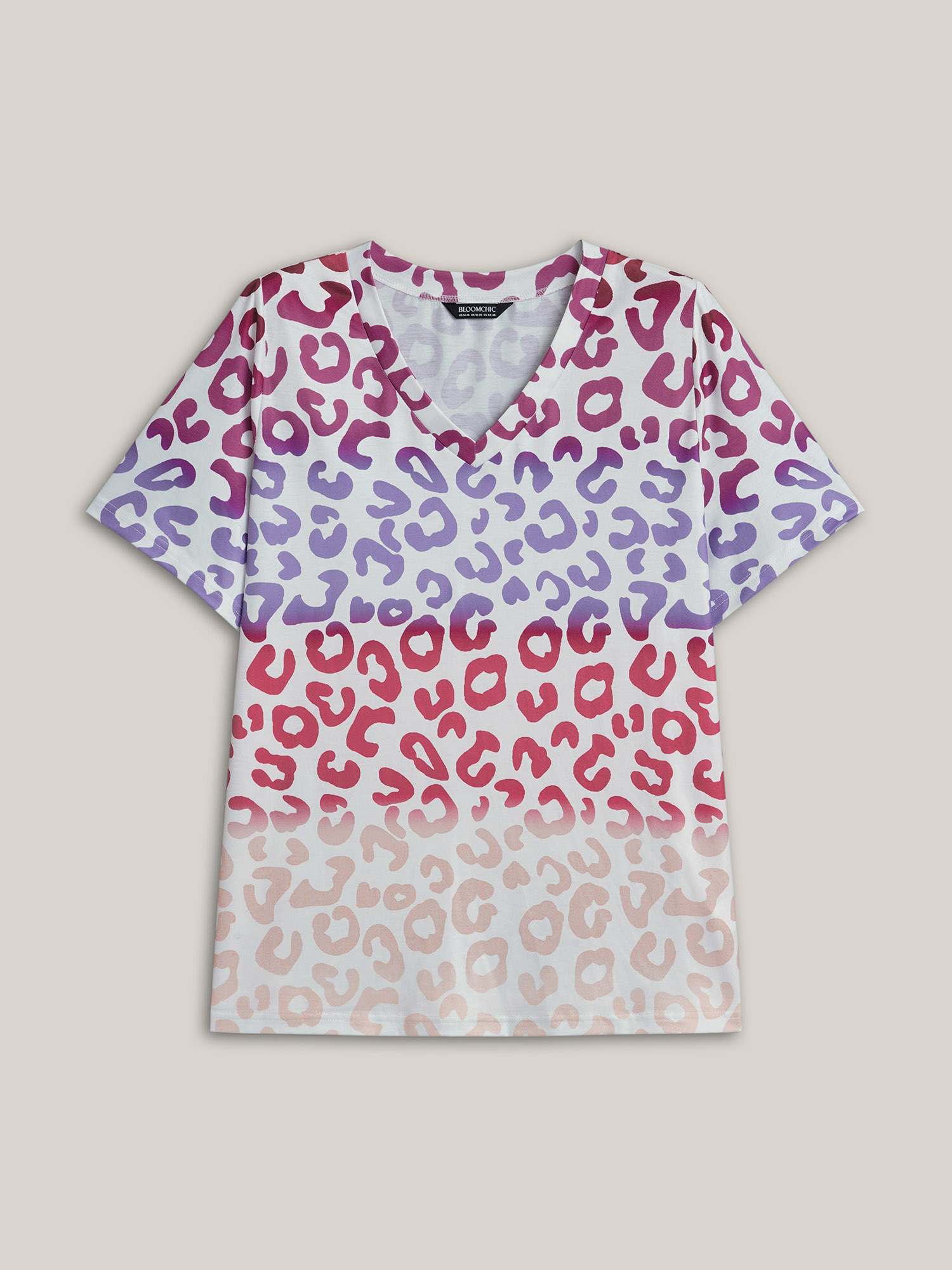 Plus Size Multi-Color Print Stretchy T-Shirt Multicolor Women Casual Contrast V-neck Everyday T-shirts BloomChic 18-20/2X 